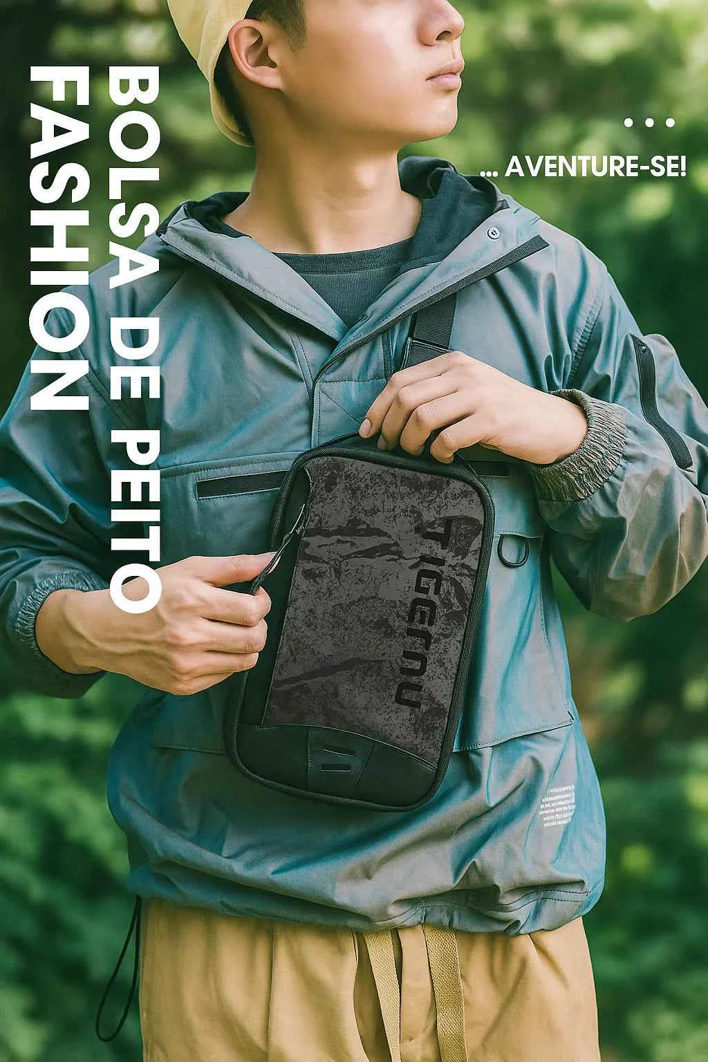 Bolsa Masculina Transversal Camuflada Leopnu