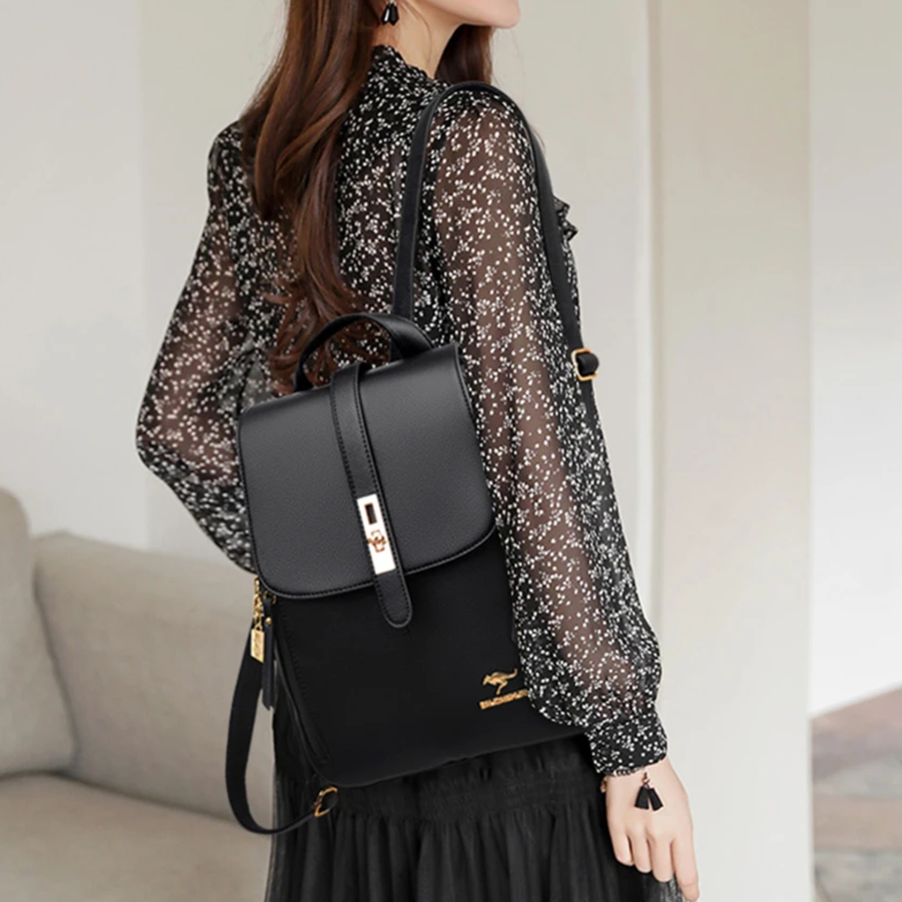 Mochila Feminina Preta KMFFLY