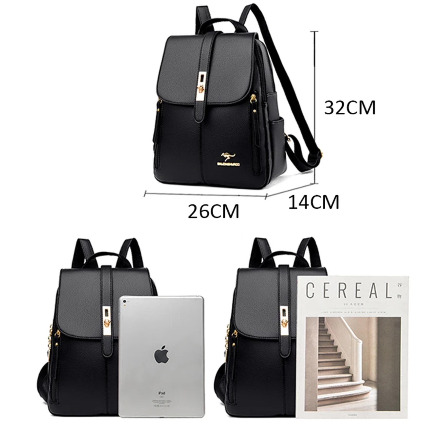 Mochila Feminina Preta KMFFLY