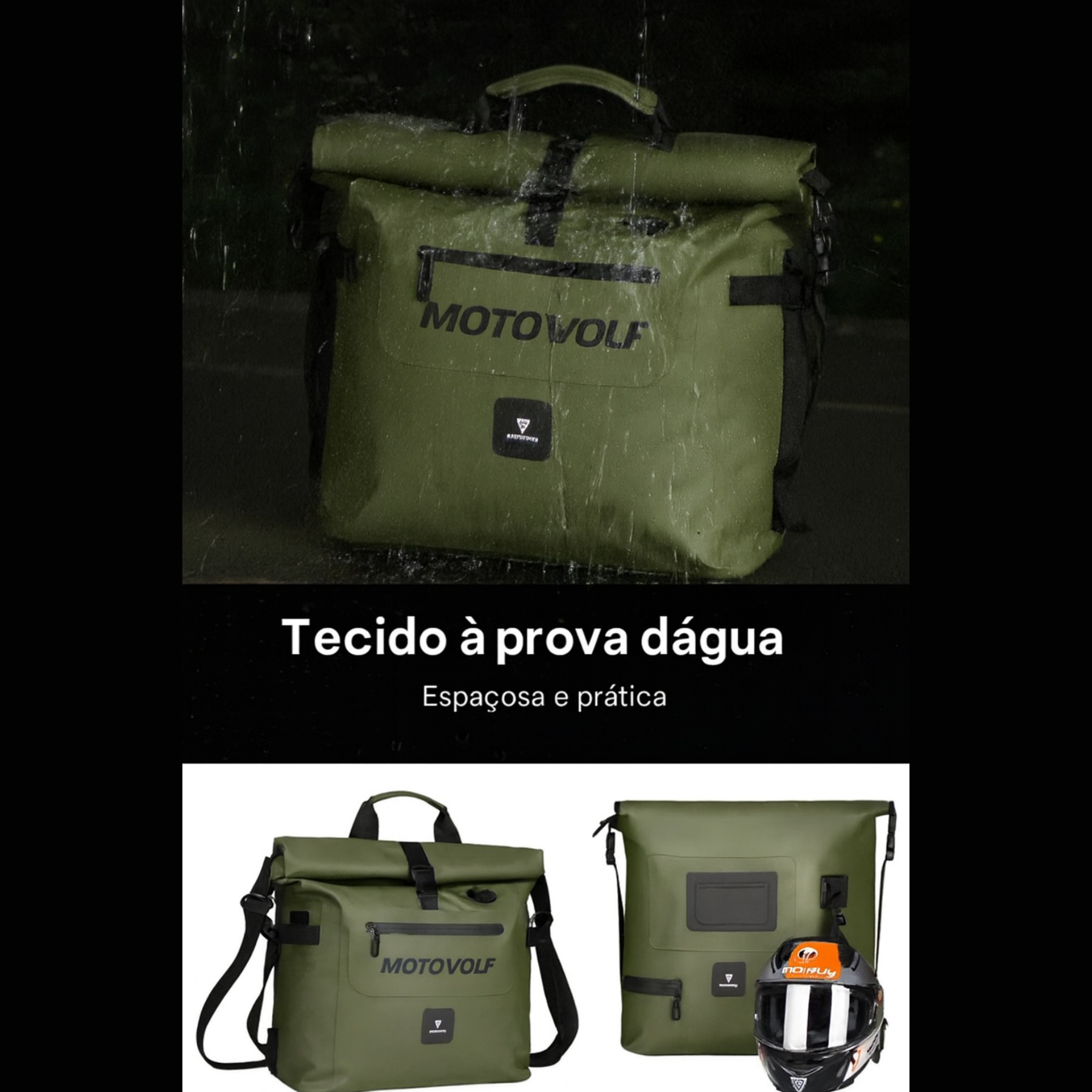 Bolsa Para Moto Impermeável Masculina Motowolf