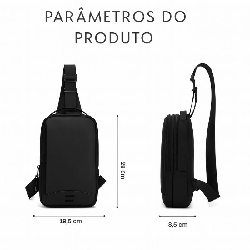 Tamanho da Bolsa Masculina Transversal Leopnu
