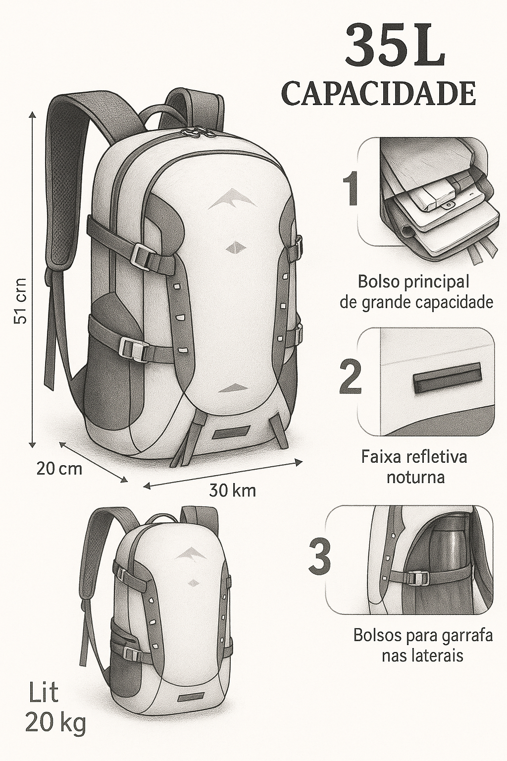 Mochila Masculina Dobrável Owmtuap
