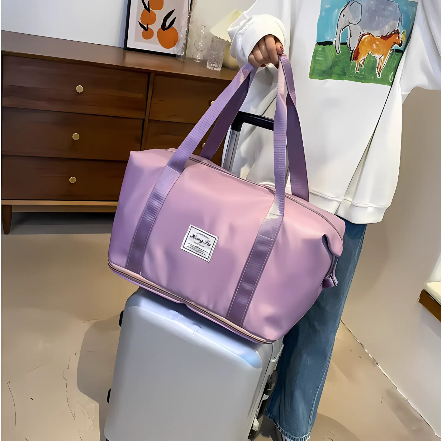 Bolsa de Viagem Feminina Roxa em Nylon Voyage