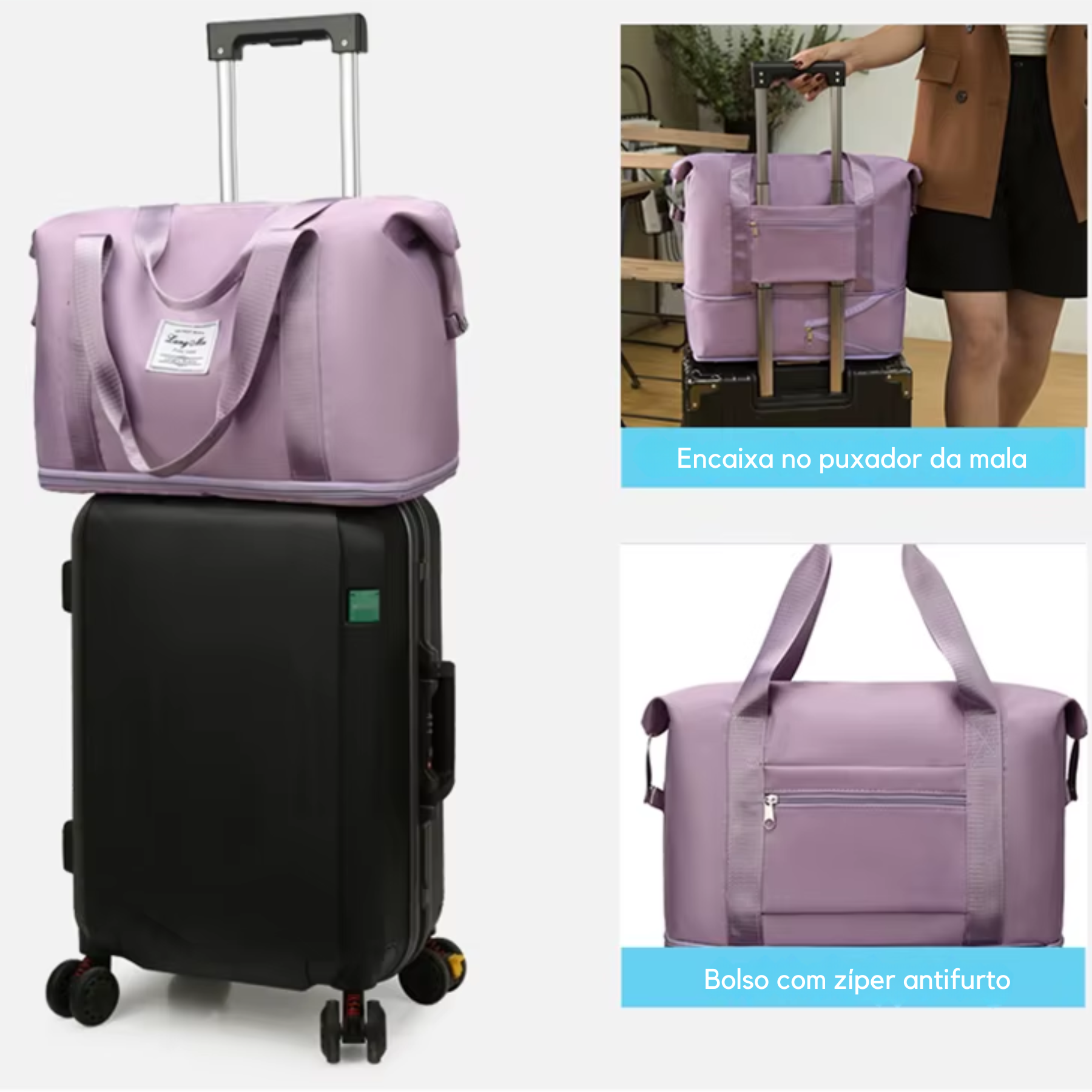 Bolsa de Viagem Feminina Roxa em Nylon Voyage