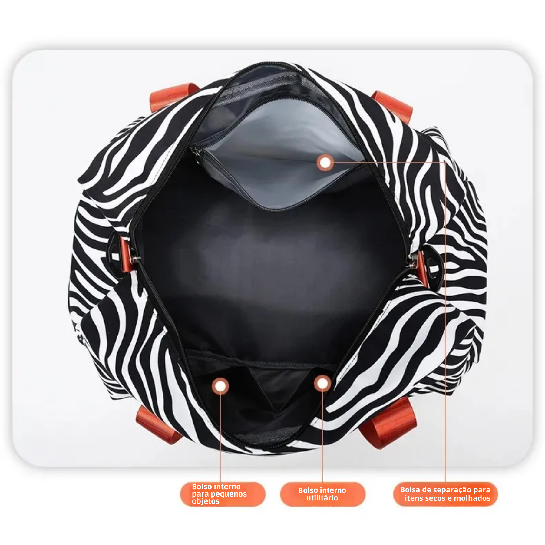 Bolsa estampada feminina fashion zebra, combina com looks modernos e elegantes.