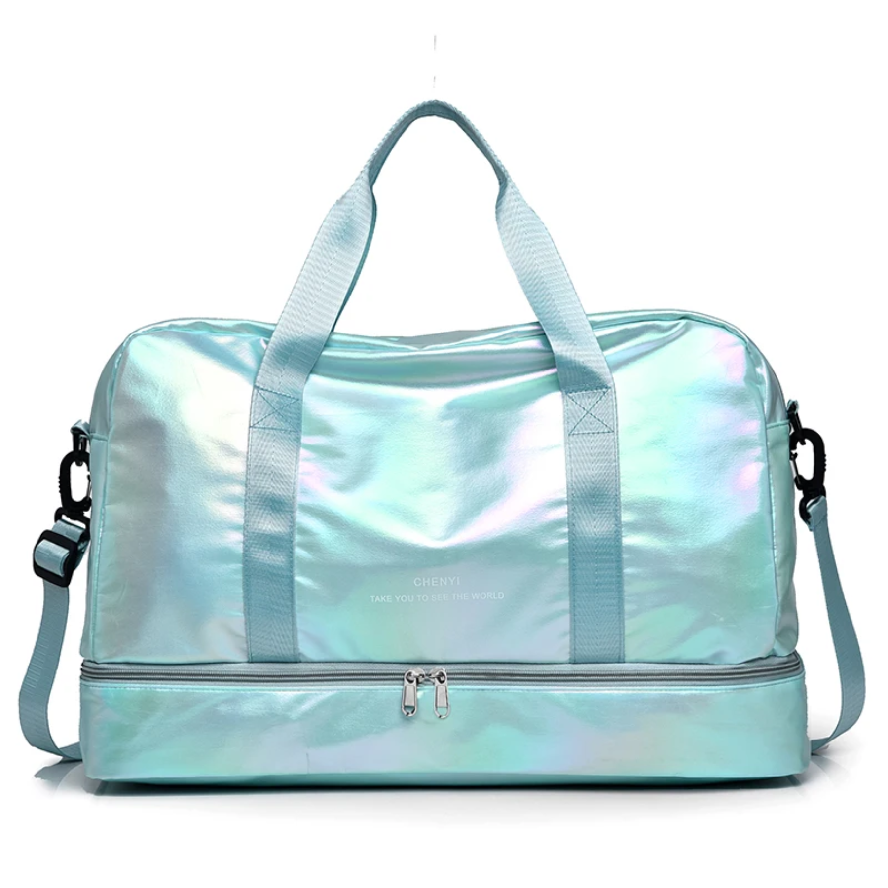 Bolsa feminina azul impermeável AOTTLA ideal para praia com toalhas e biquíni