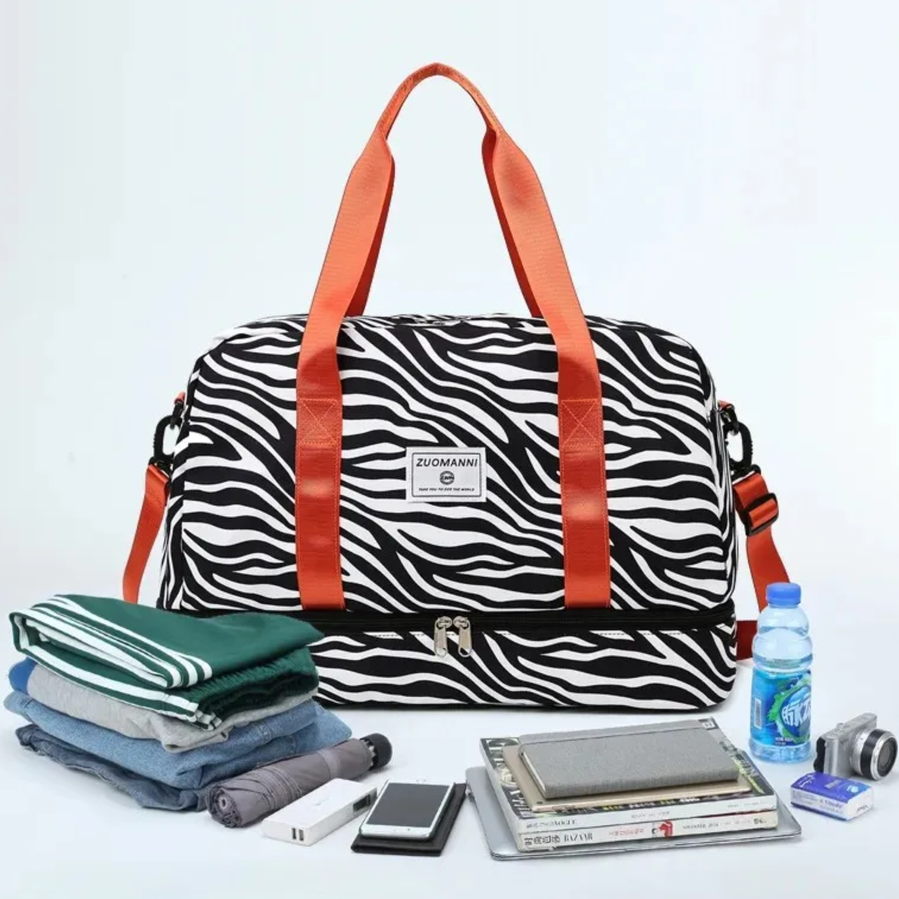 Bolsa feminina estilo selvagem com estampa zebra, prática e estilosa para mulheres que gostam de ousadia.