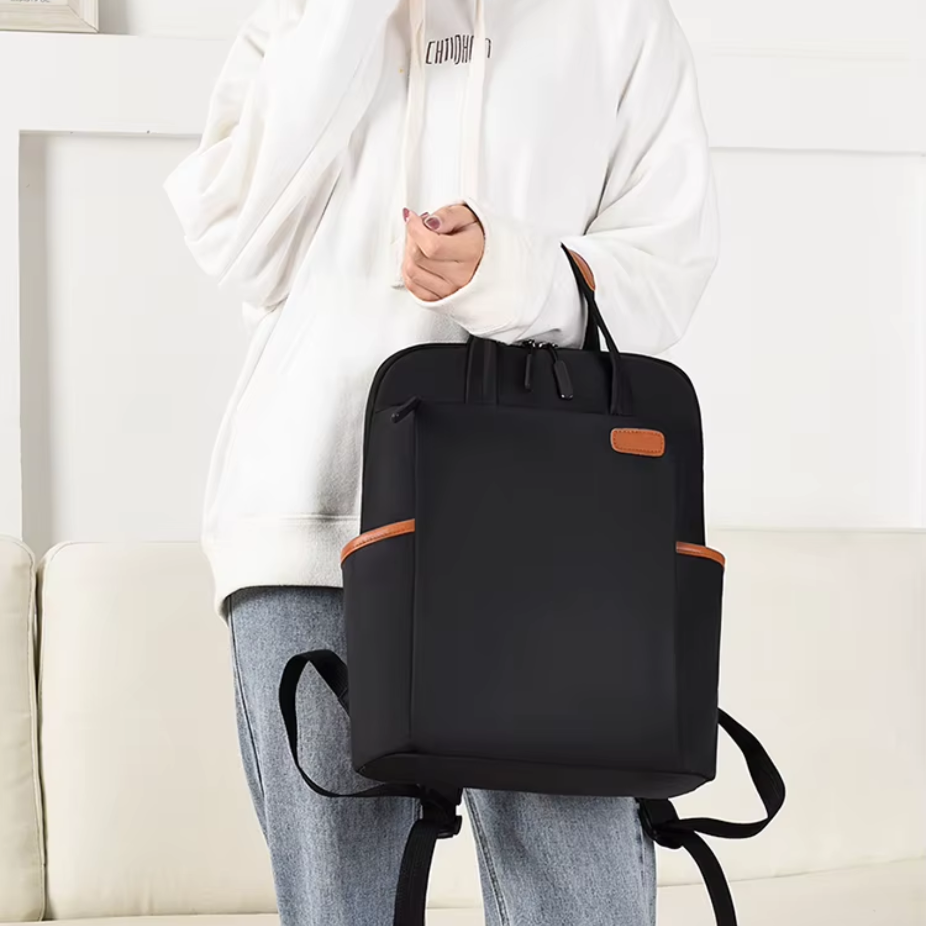 Bolsa Mochila Feminina Riliwil Oxford Preta