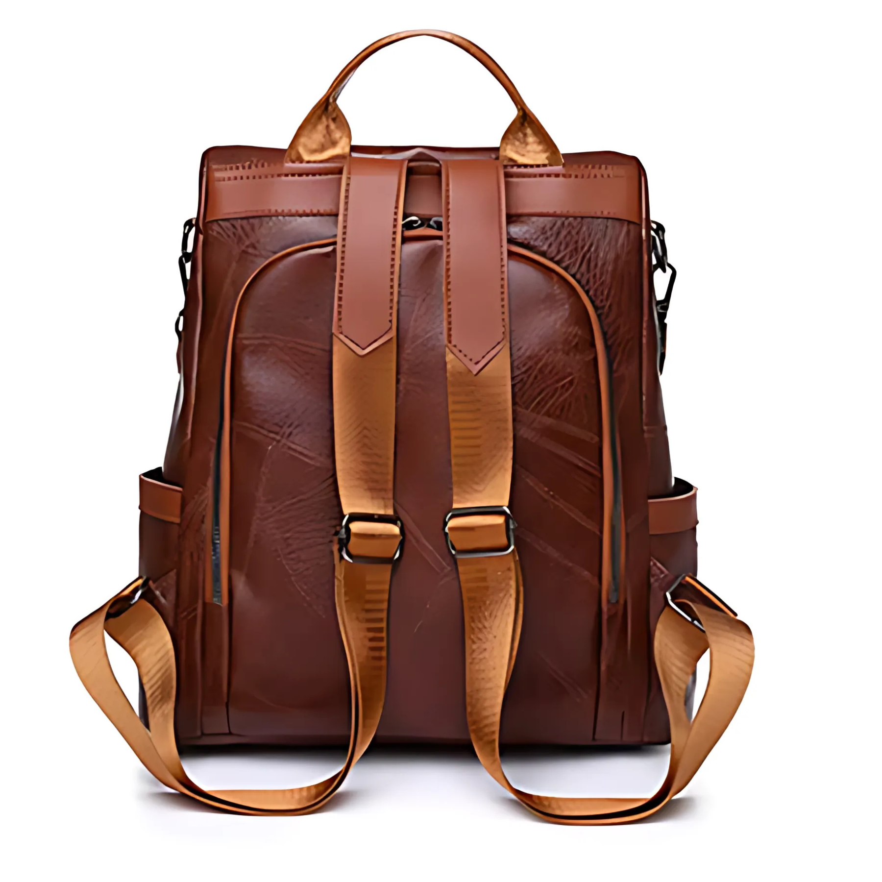 Bolsa Mochila Feminina em Couro ChicShield – Marrom (2 em 1 Bolsa)