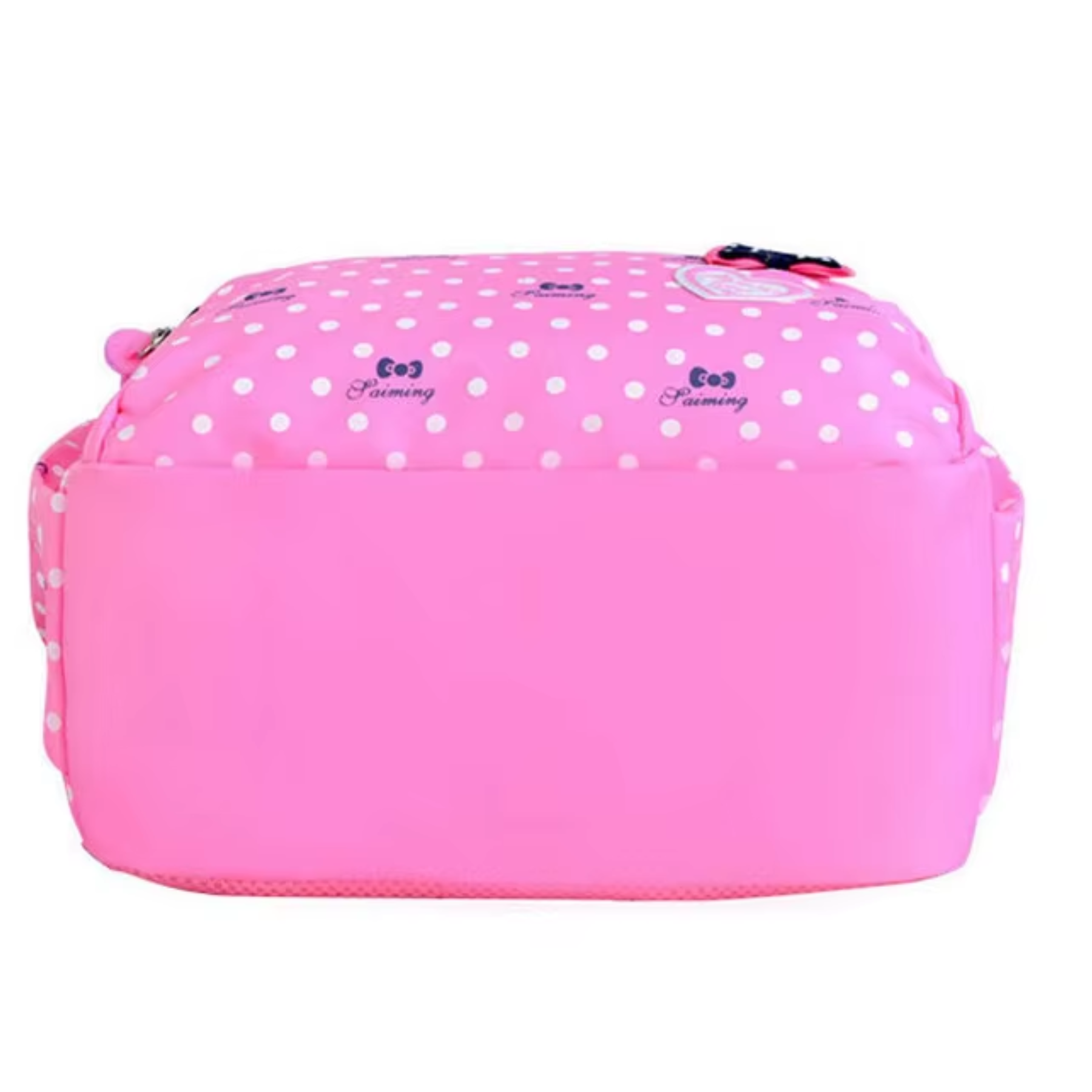 Bolso lateral da mochila rosa comportando squeeze infantil