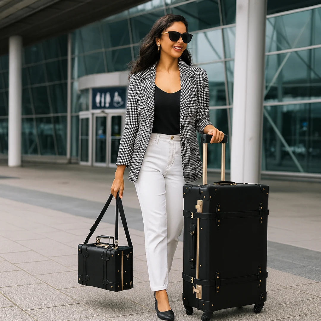Kit Malas De Viagem Feminina BelleVoyag � PU Premium, TSA e Rodas 360�