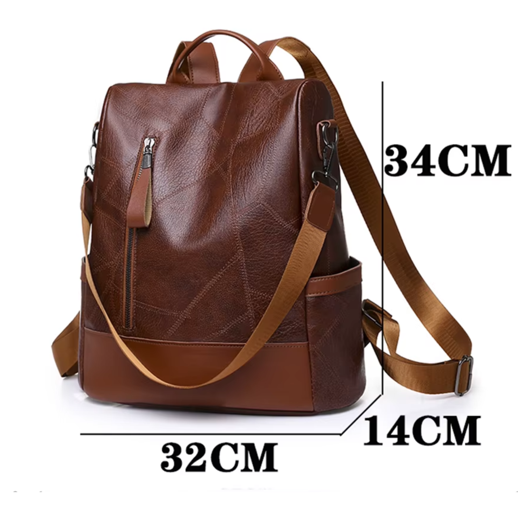 Bolsa Mochila Feminina em Couro ChicShield – Marrom (2 em 1 Bolsa)