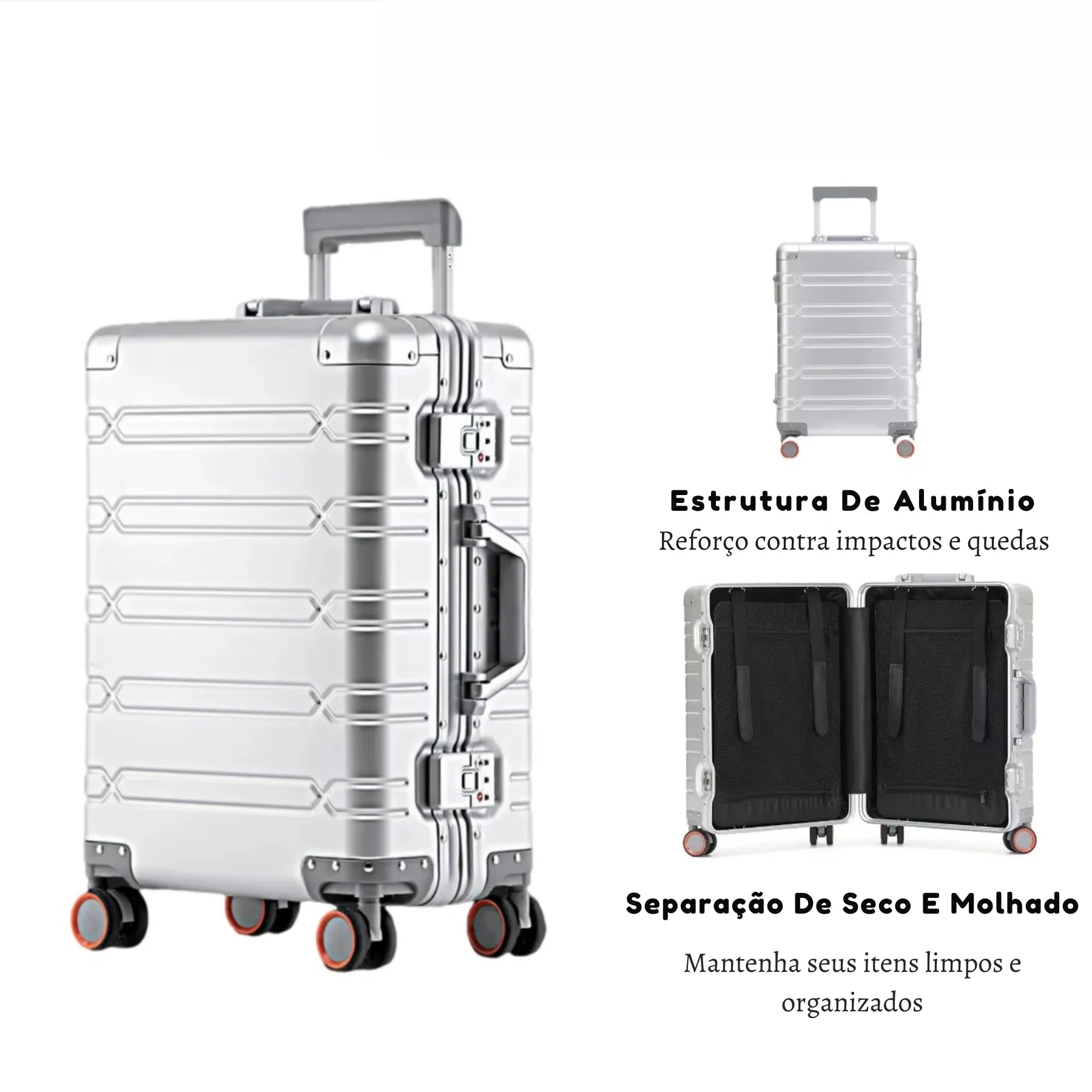 Mala de Viagem AeroTrek Alum�nio e Magn�sio � Bagagem de M�o com Rodinhas 360�