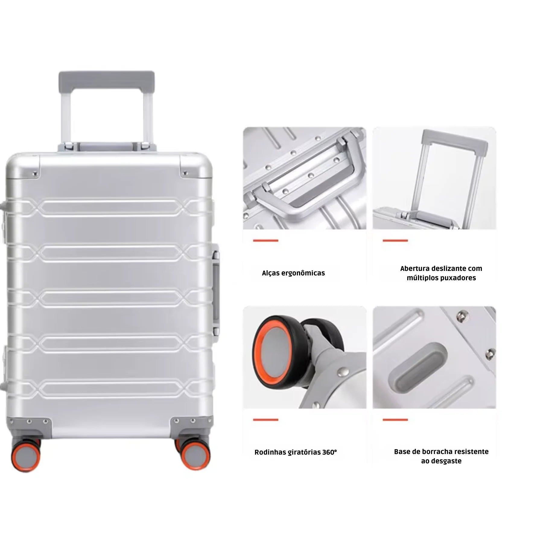 Mala de Viagem AeroTrek Alum�nio e Magn�sio � Bagagem de M�o com Rodinhas 360�