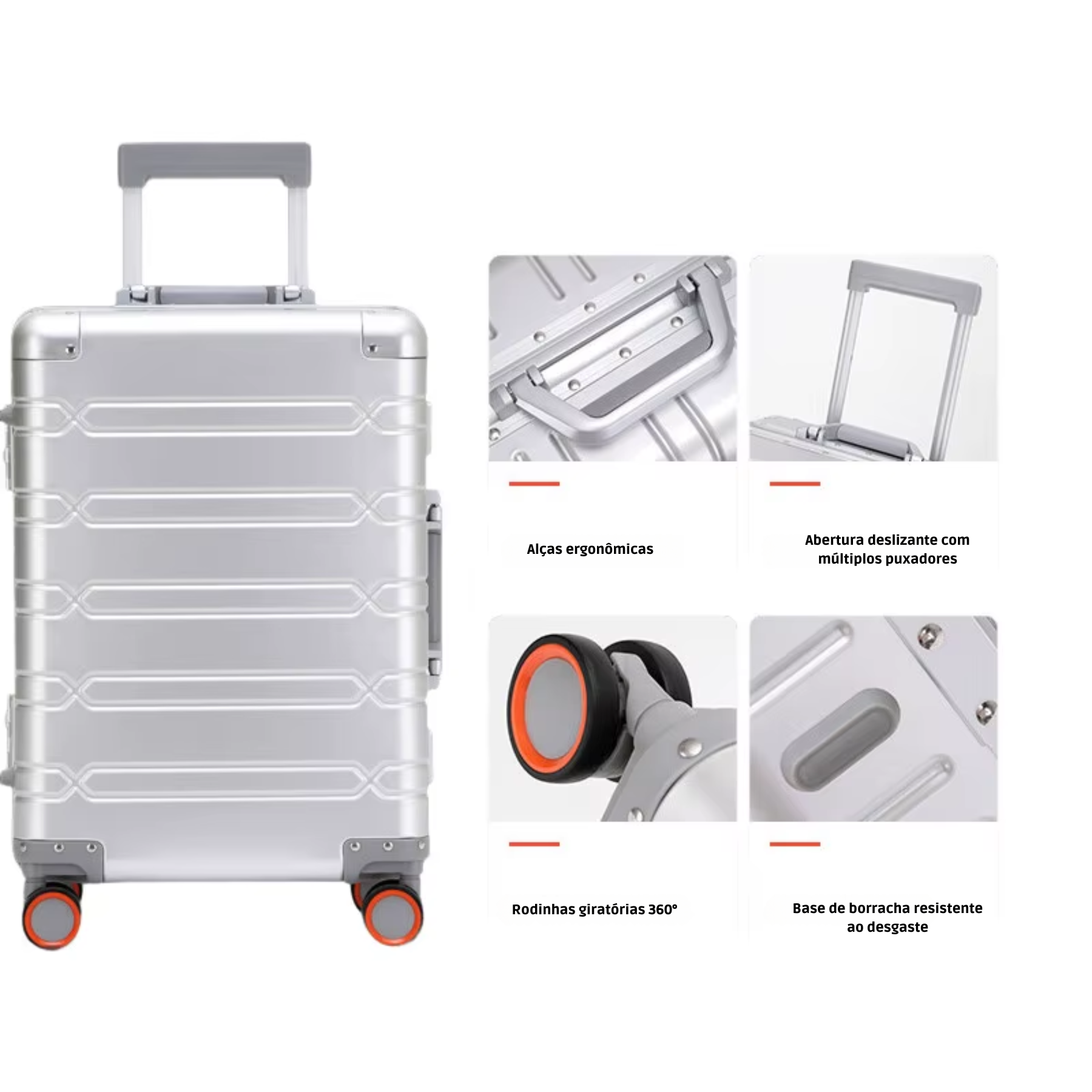 Mala de Viagem AeroTrek Alumínio e Magnésio – Bagagem de Mão com Rodinhas 360°