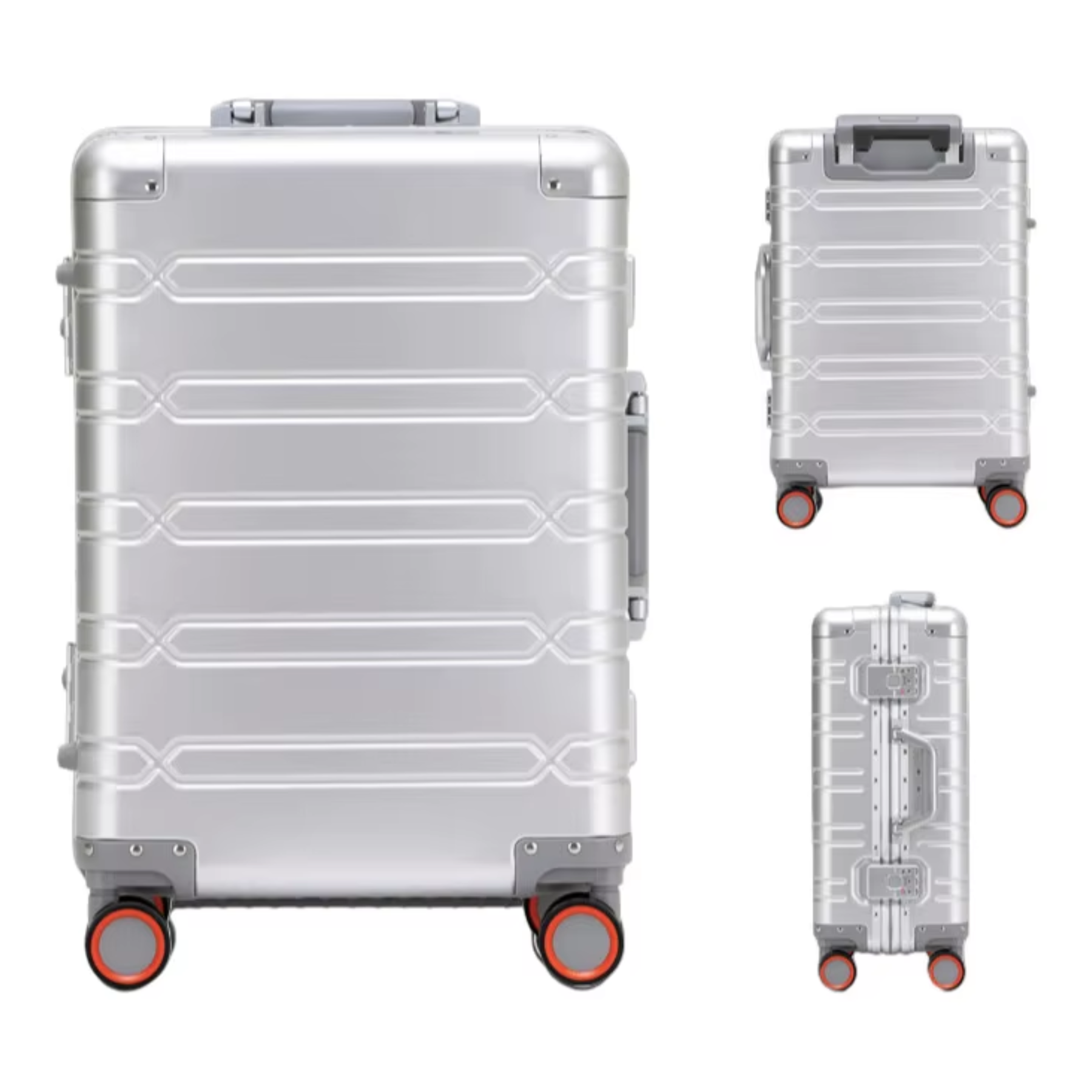 Puxador ergonômico multiestágios em alumínio da mala AeroTrek prata