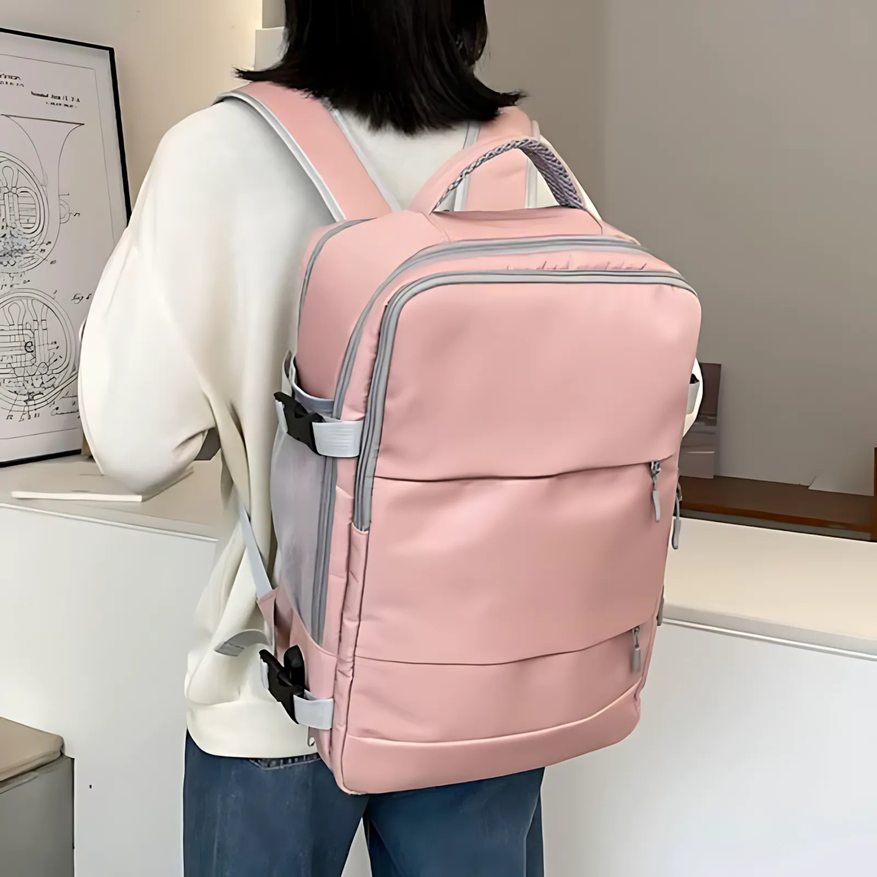 Mochila de Viagem Feminina Rosa TravelDream: Estilo e Conforto para Suas Aventuras