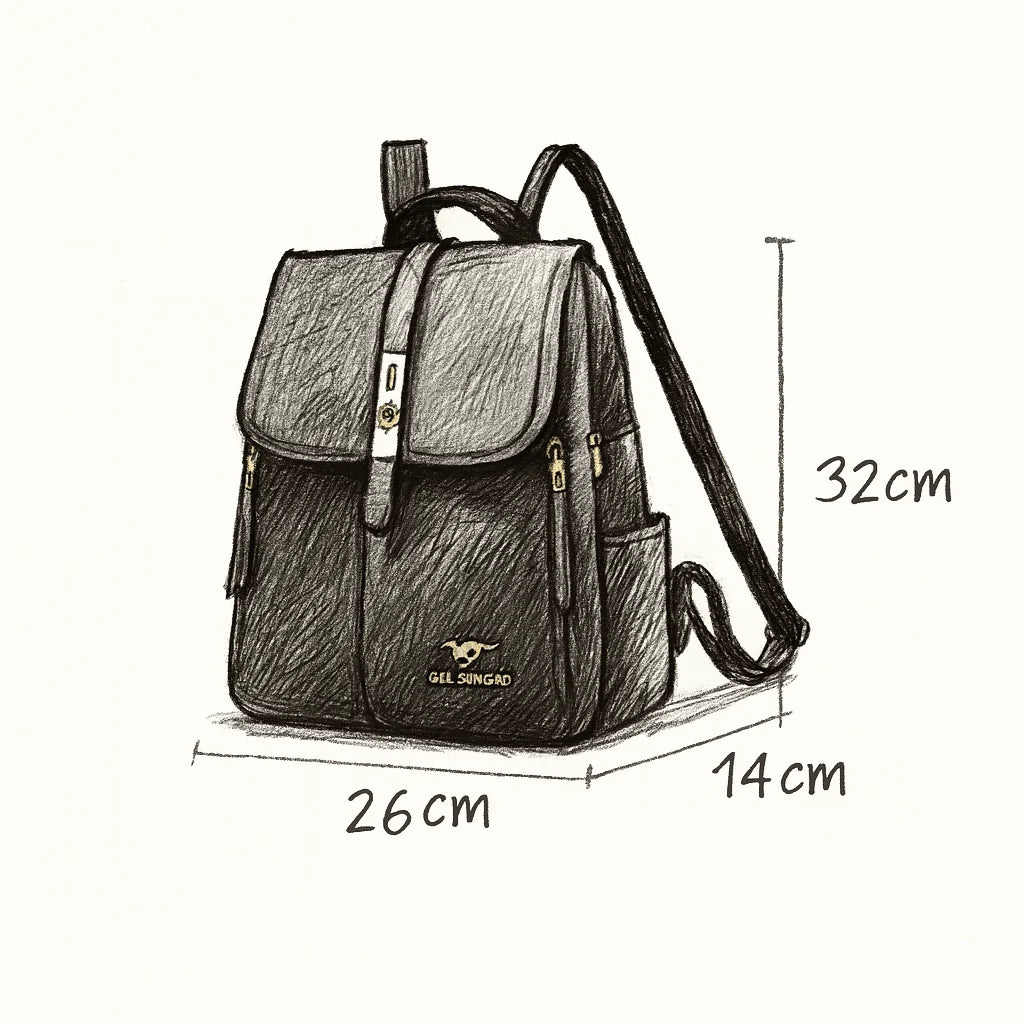 Mochila Feminina Vermelha KMFFLY em Couro PU Antifurto