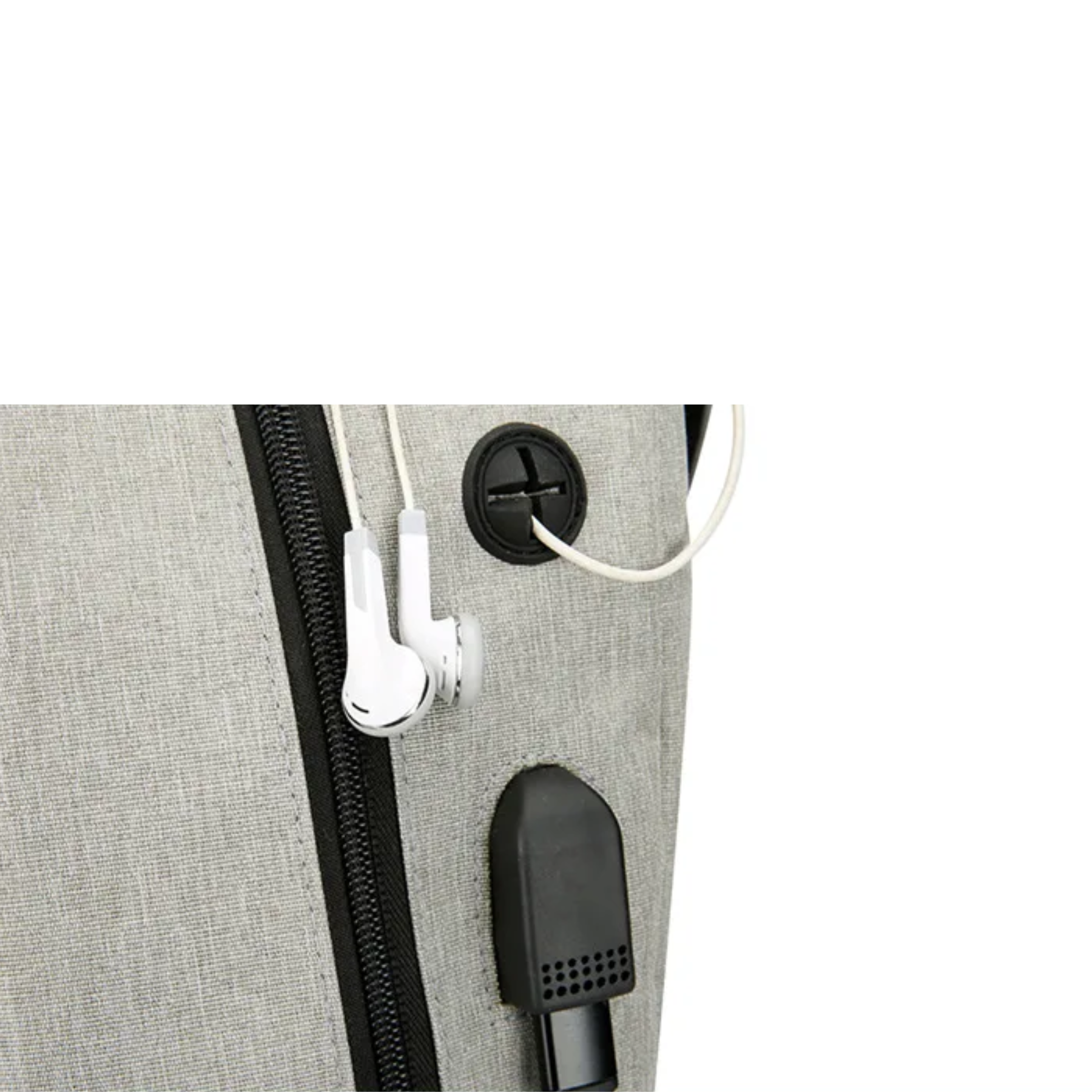 Detalhe do tecido Oxford cinza impermeável da mochila feminina ExecuPack