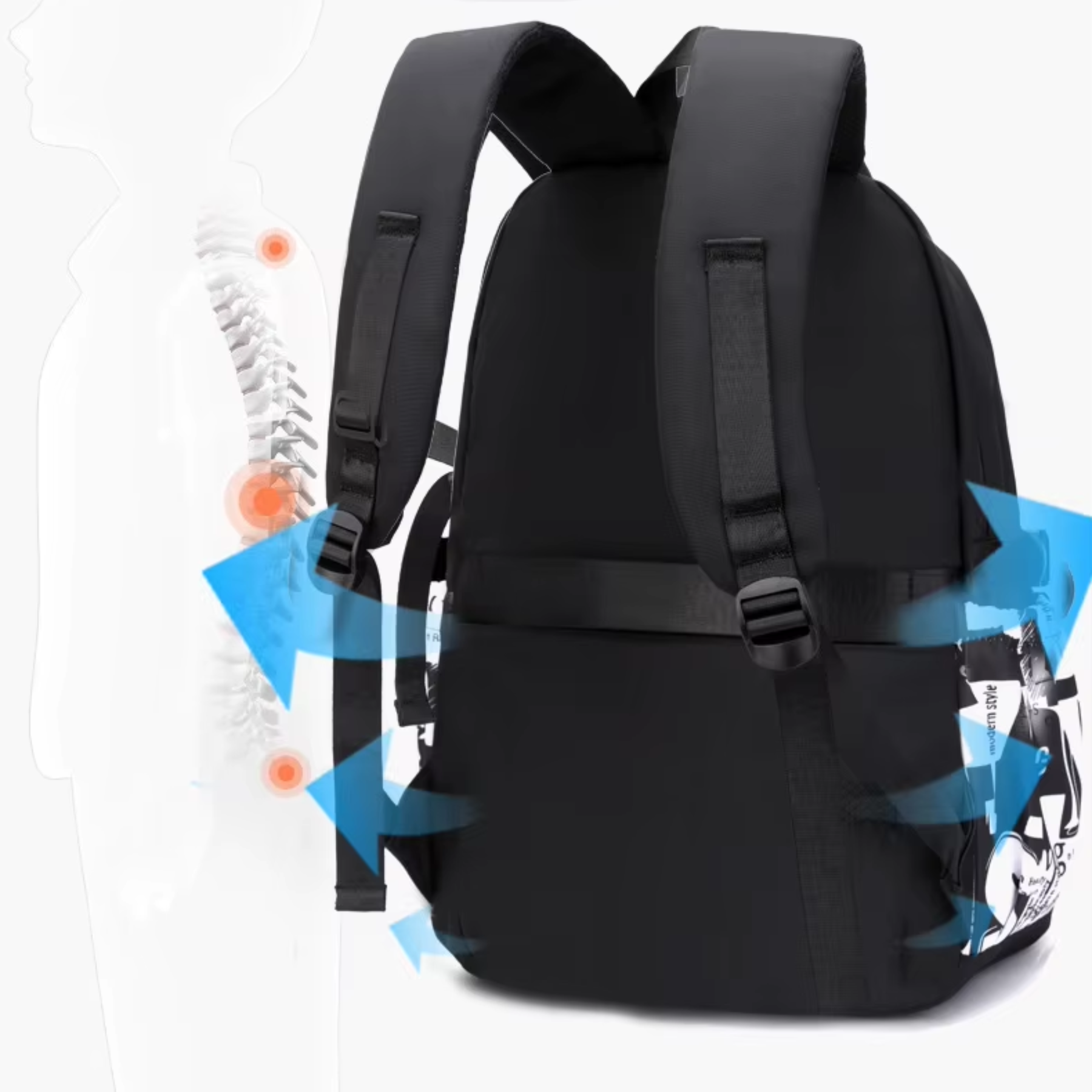 Compartimento acolchoado da AstroKid com encaixe para notebook ou tablet até 16 polegadas.