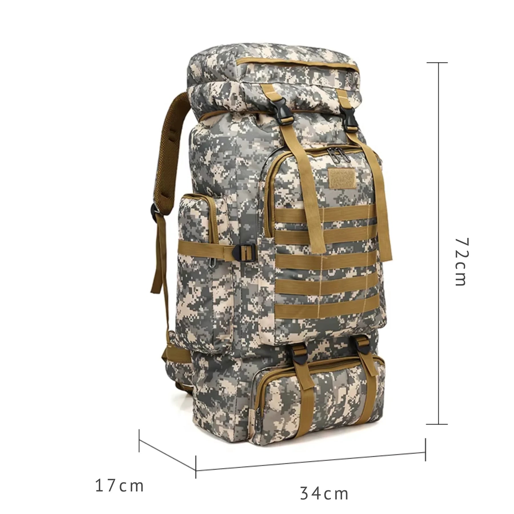 Mochila Militar 60 Litros TrekMaster Medidas