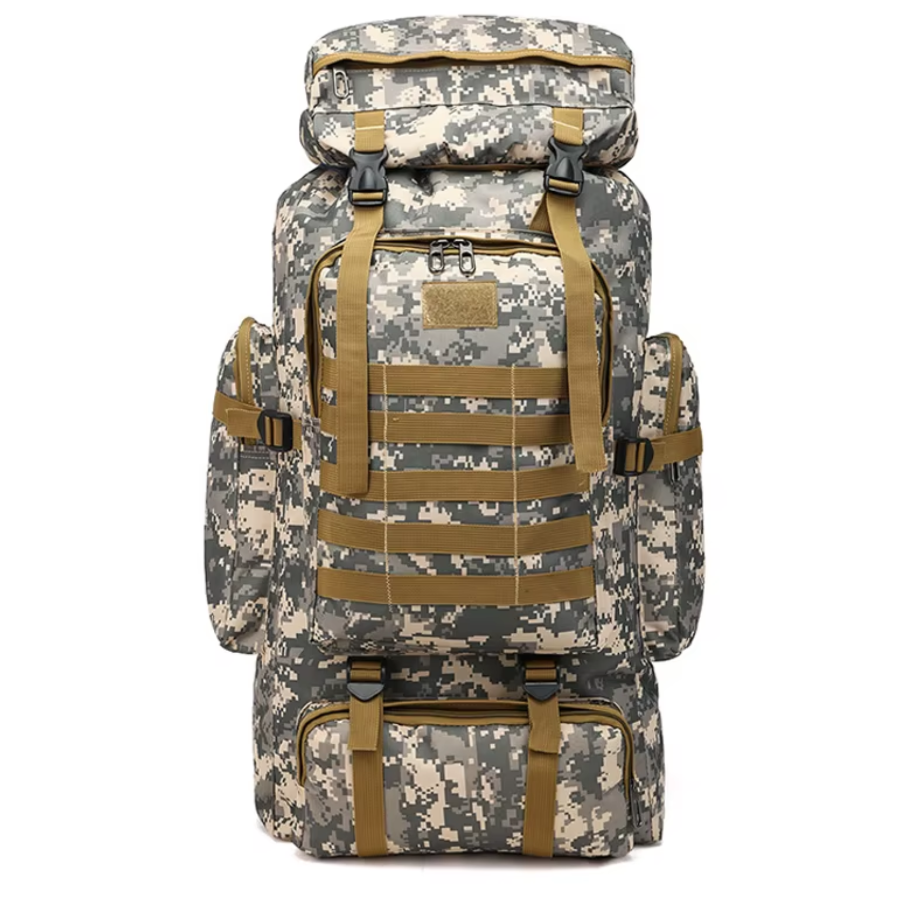 Mochila militar camuflada 60 L TrekMaster vista frontal