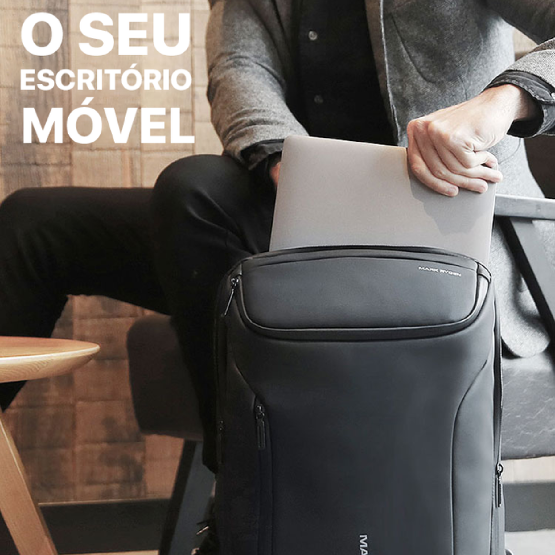 Compartimento interno para notebook 17 polegadas mochila preta