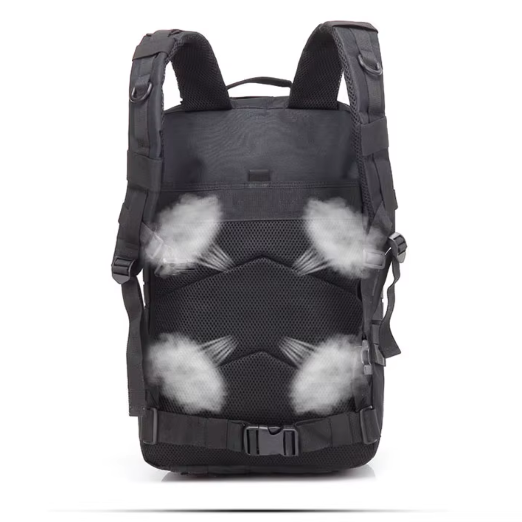 Fecho frontal robusto da mochila tática preta 50L com fivela de alta resistência