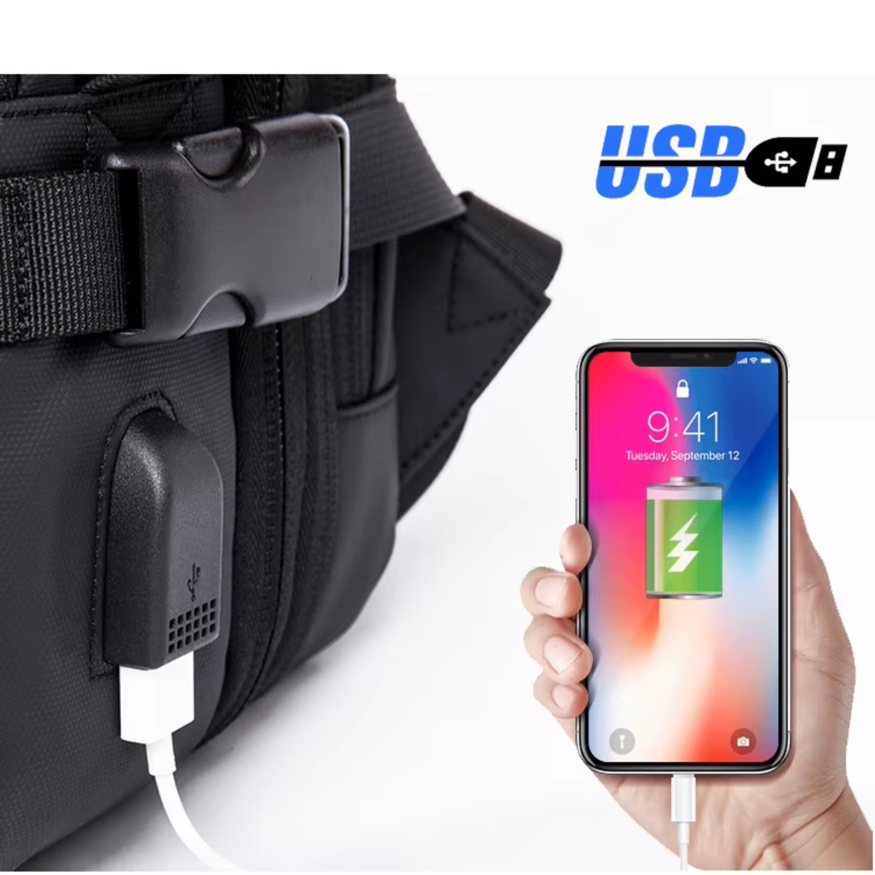 Mochila preta TechVoyager Pro 45L com suporte externo para tripé ou acessórios