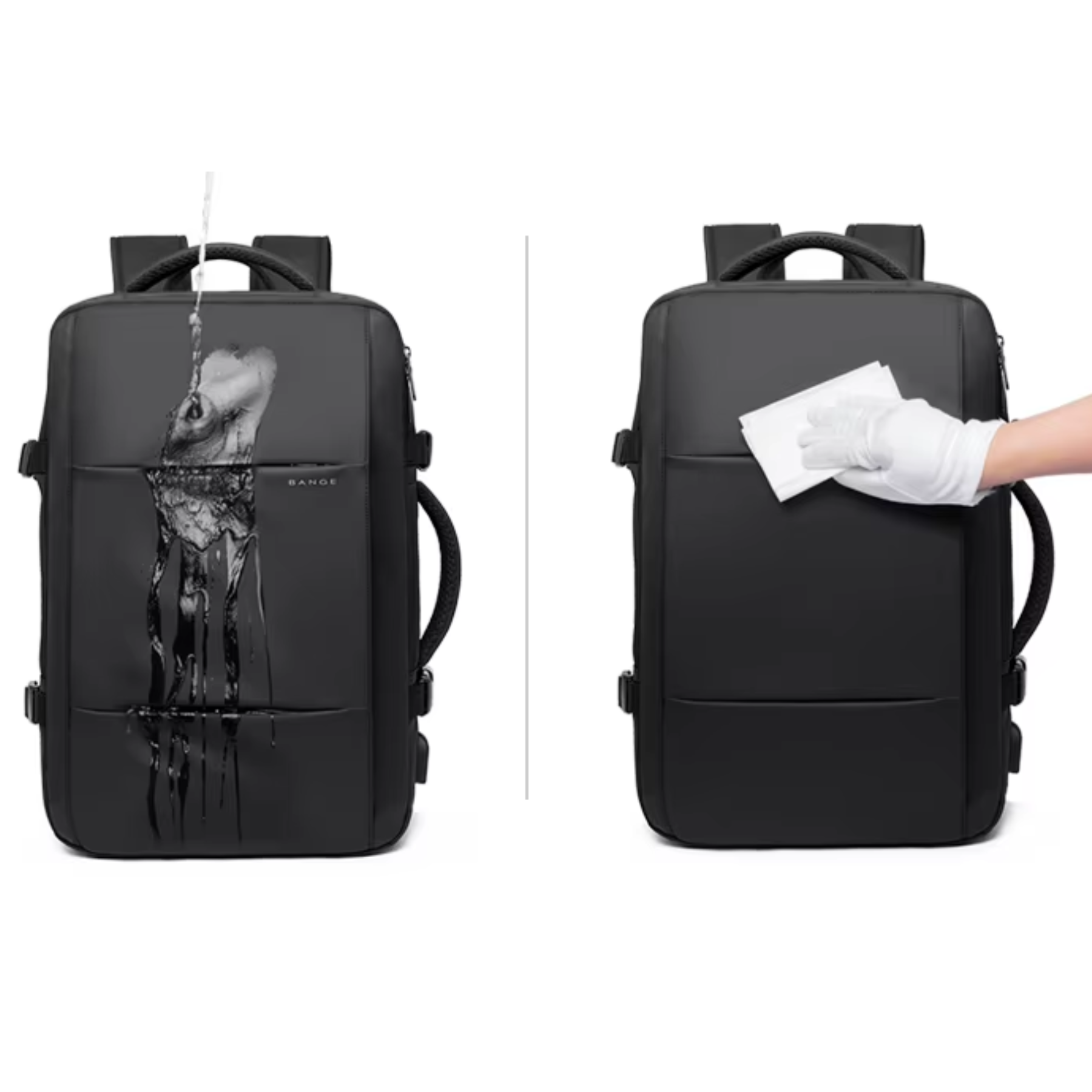Mochila TechVoyager Pro preta expansível de 37L para 45L