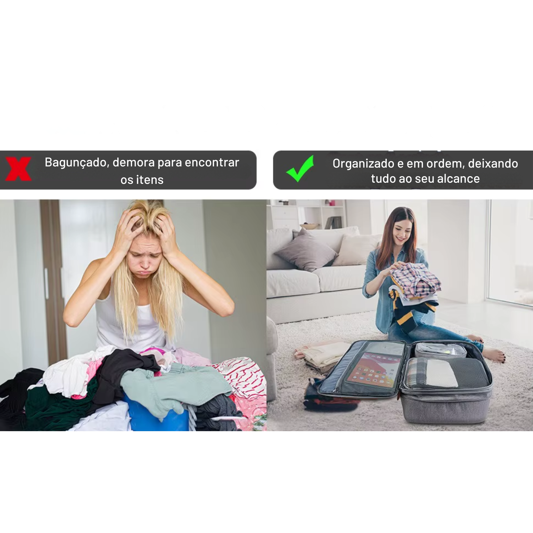 Mochila de Viagem Feminina Grande + Kit 3 Necessaires TravelMaster – Prática e Resistente