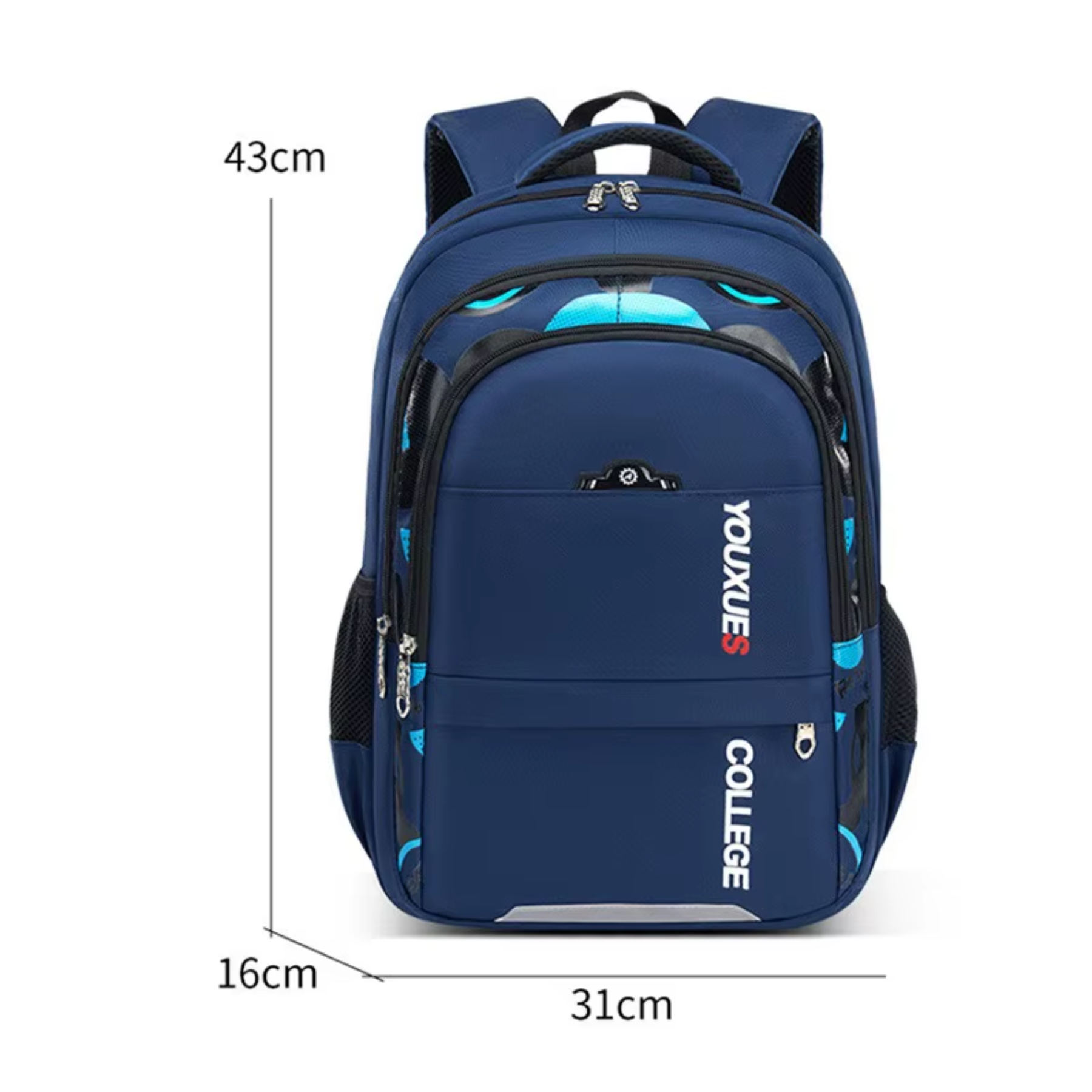 Mochila escolar azul impermeável ideal para meninos adolescentes
