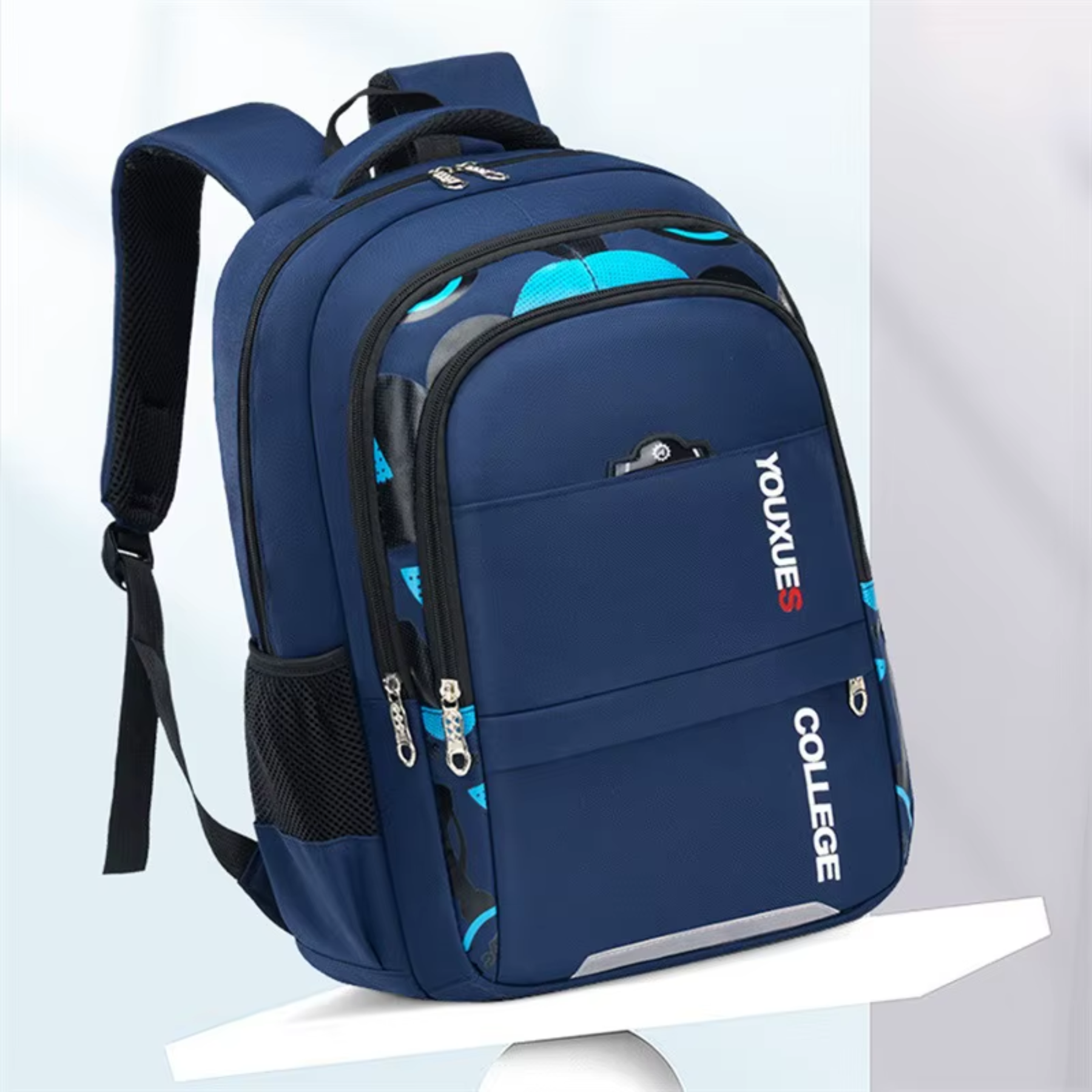 Mochila escolar azul feita em Oxford premium resistente à água