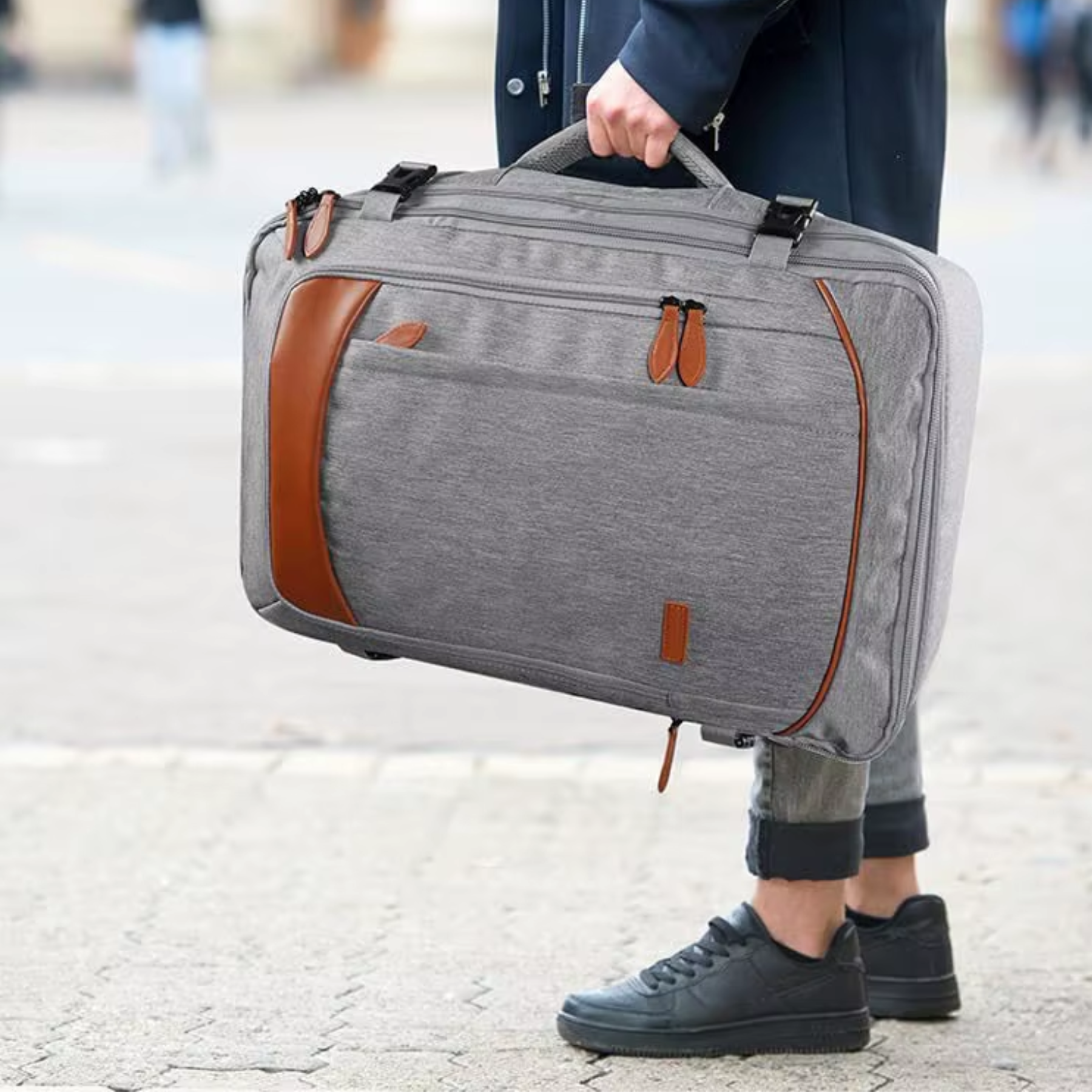 Mochila masculina cinza impermeável feita em nylon premium resistente à água