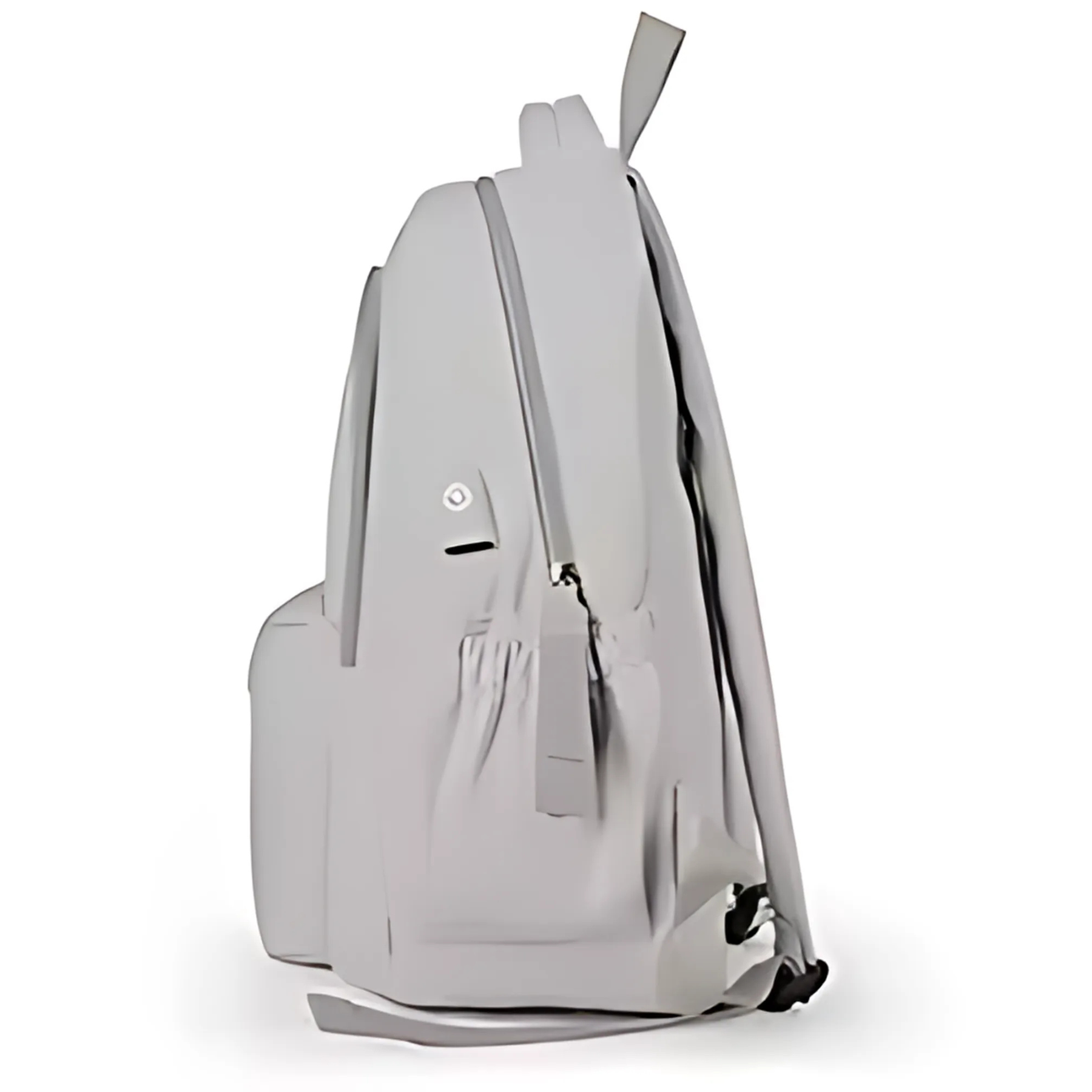 Mochila universitária cinza feminina com vários bolsos internos organizadores