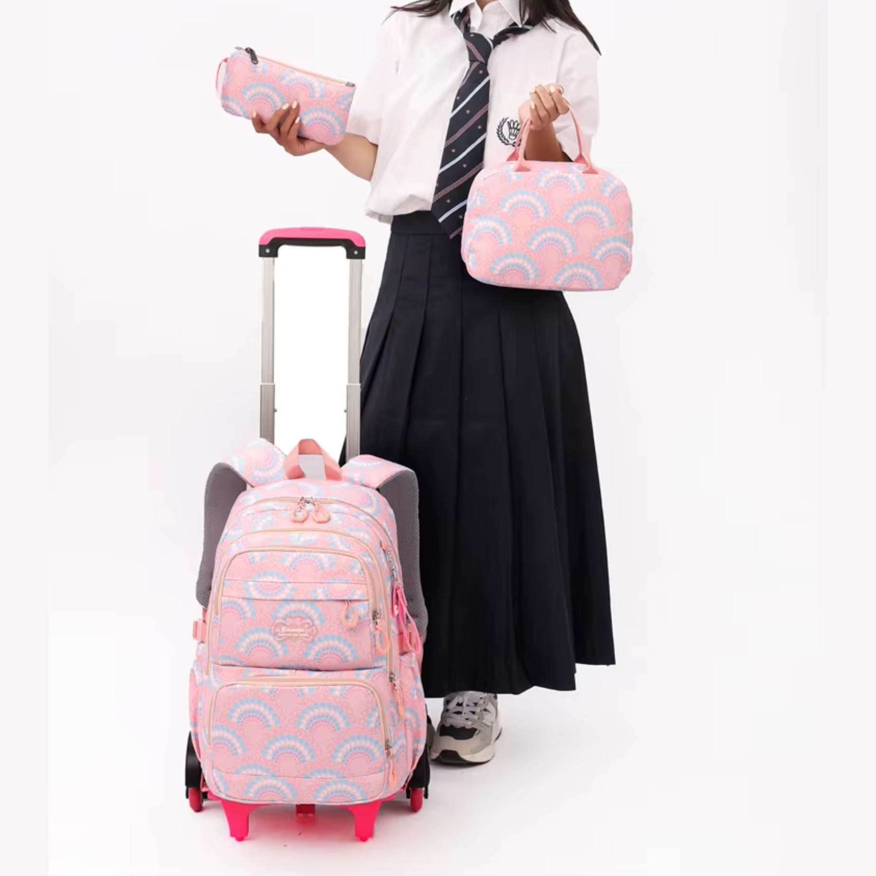 Sistema tri-wheel com 3 rodas de cada lado para subir degraus