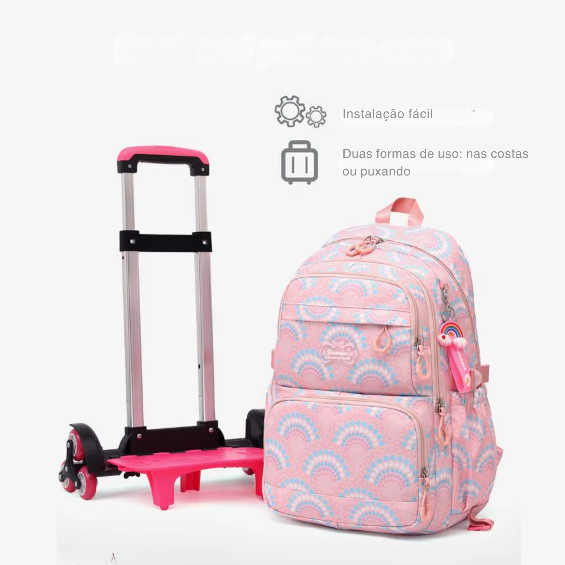 Alça de puxar ajustável do carrinho da mochila RollyPrincess