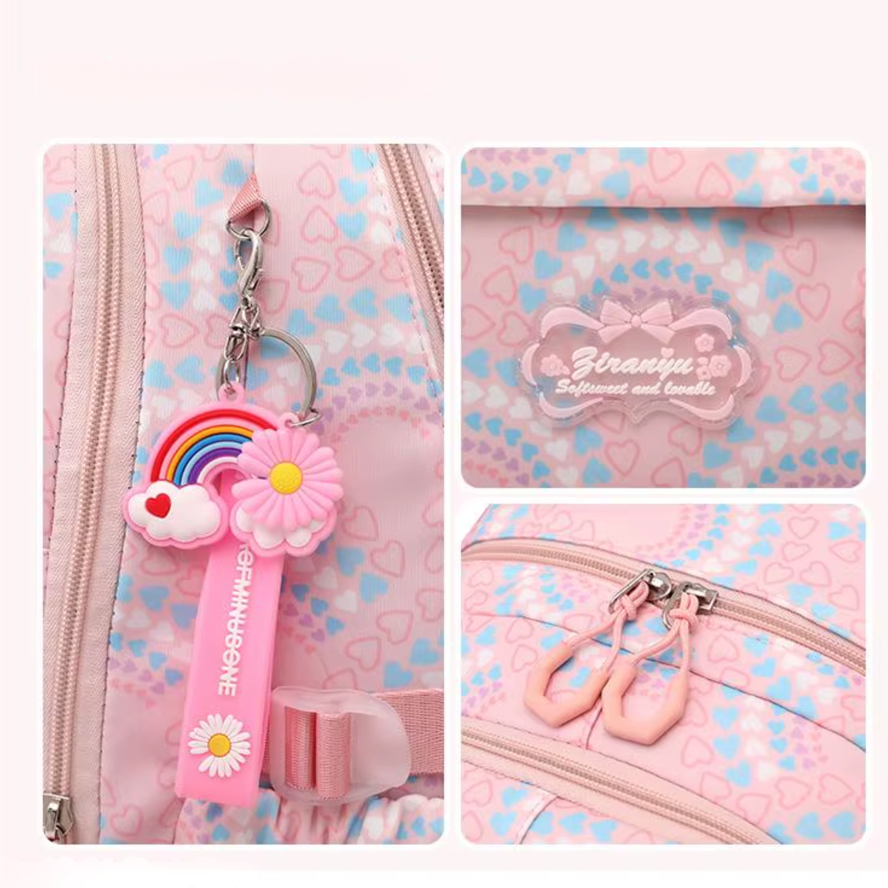 Mochila Escolar Feminina RollyPrincess + 2 bolsas Inclusas Kit Completo Para Estudantes