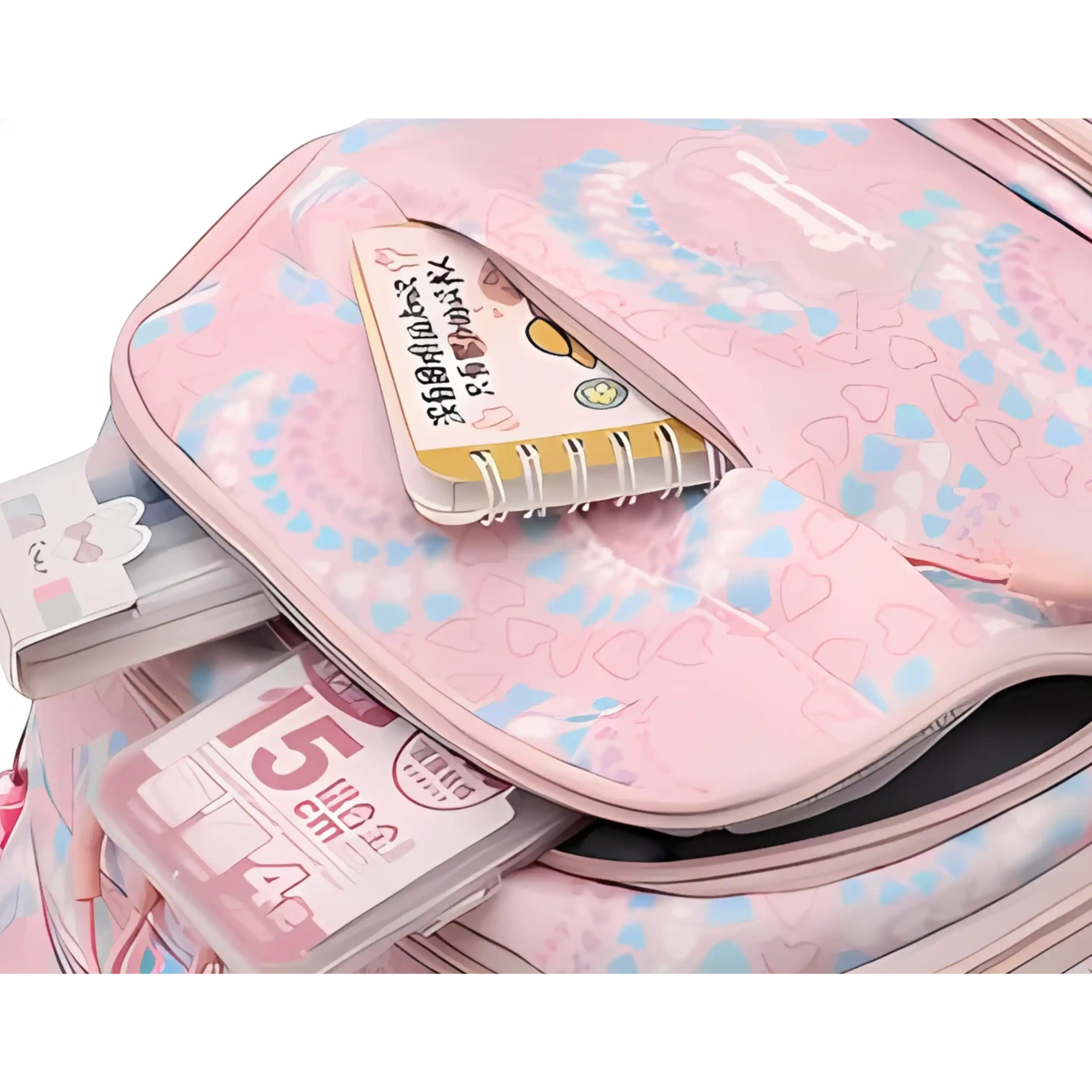 Mochila Escolar Feminina RollyPrincess + 2 bolsas Inclusas Kit Completo Para Estudantes