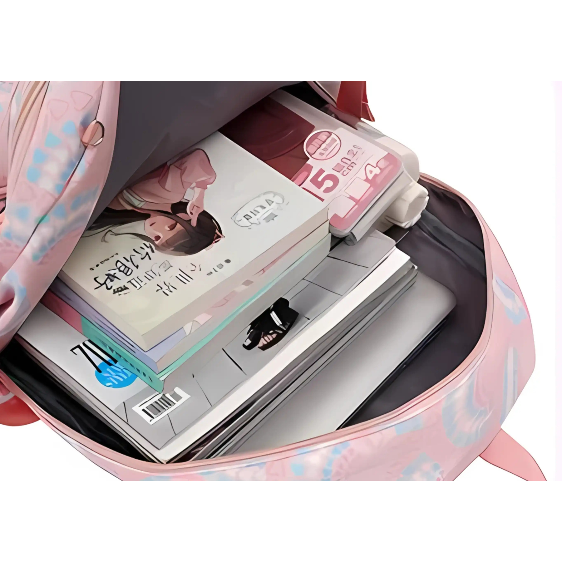 Mochila Escolar Feminina RollyPrincess + 2 bolsas Inclusas Kit Completo Para Estudantes