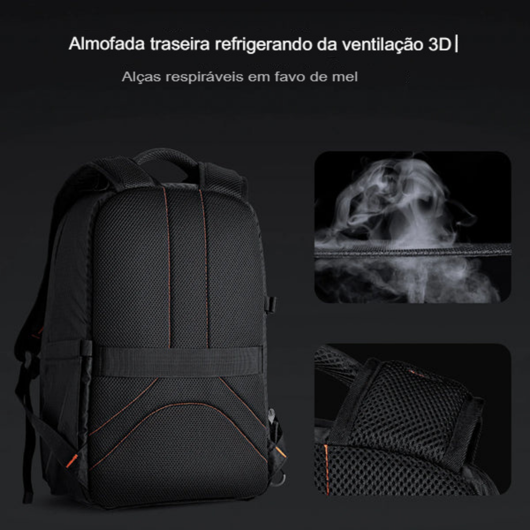 Mochila SnapGear preta com capa de chuva à prova d’água inclusa