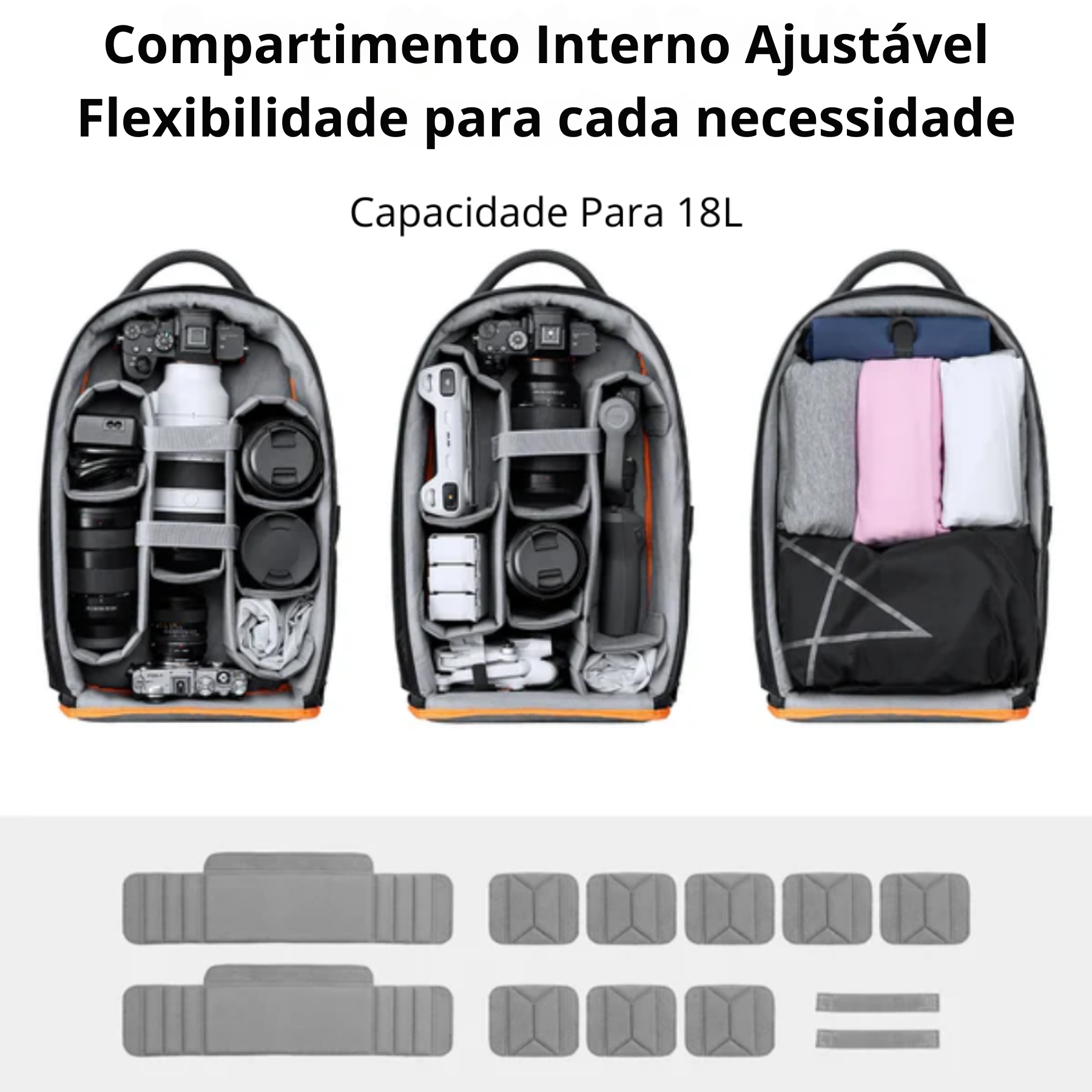 Detalhe do zíper reforçado da mochila SnapGear preta para fotografia profissional