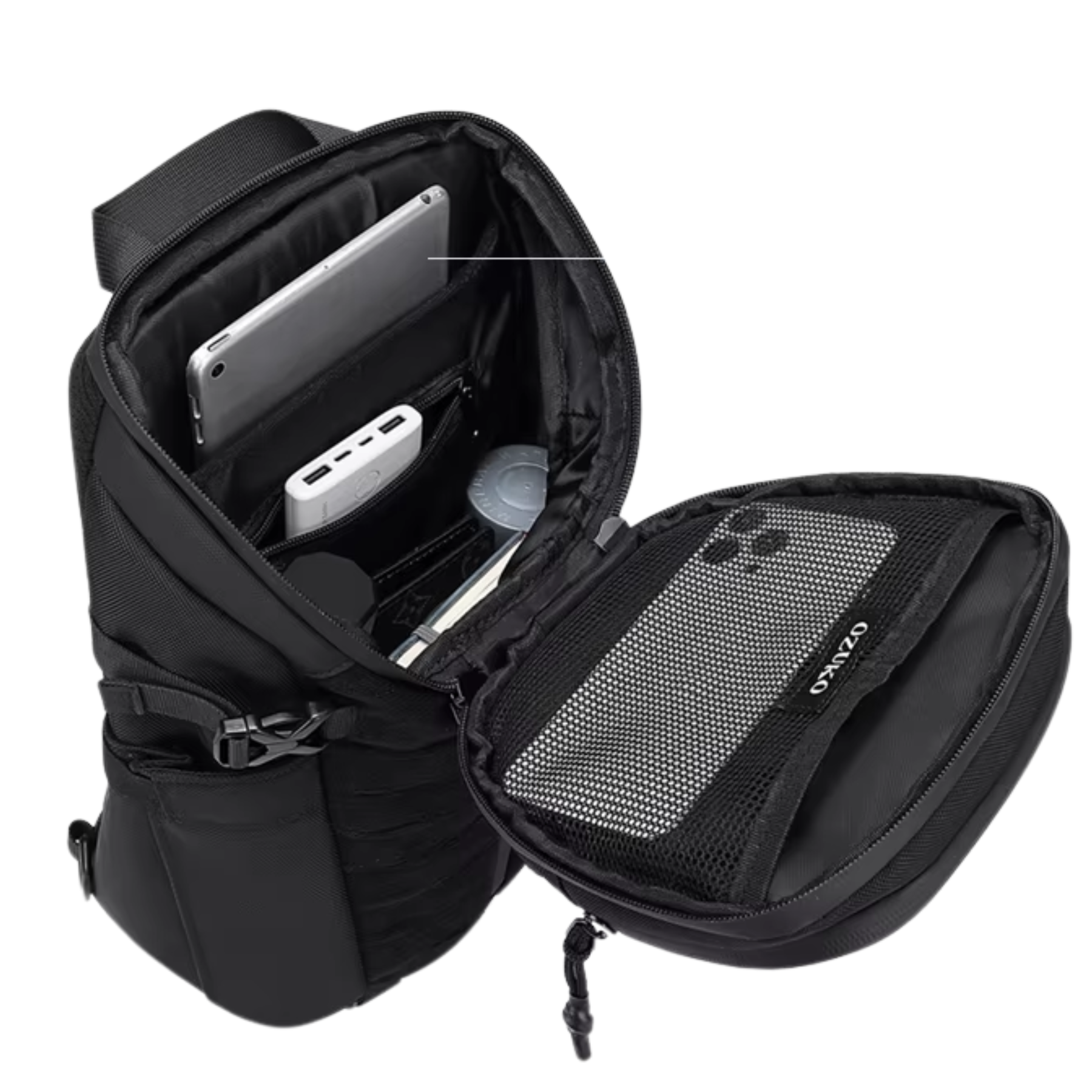 Bolsa transversal Zyro preta masculina com alça ajustável resistente
