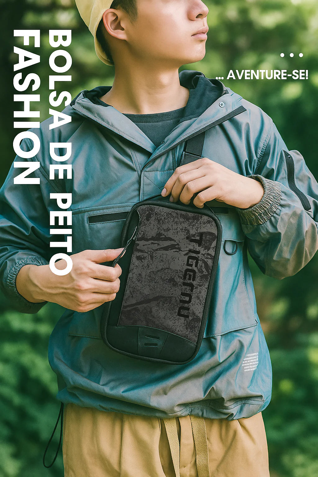 Bolsa Masculina Transversal Camuflada Leopnu