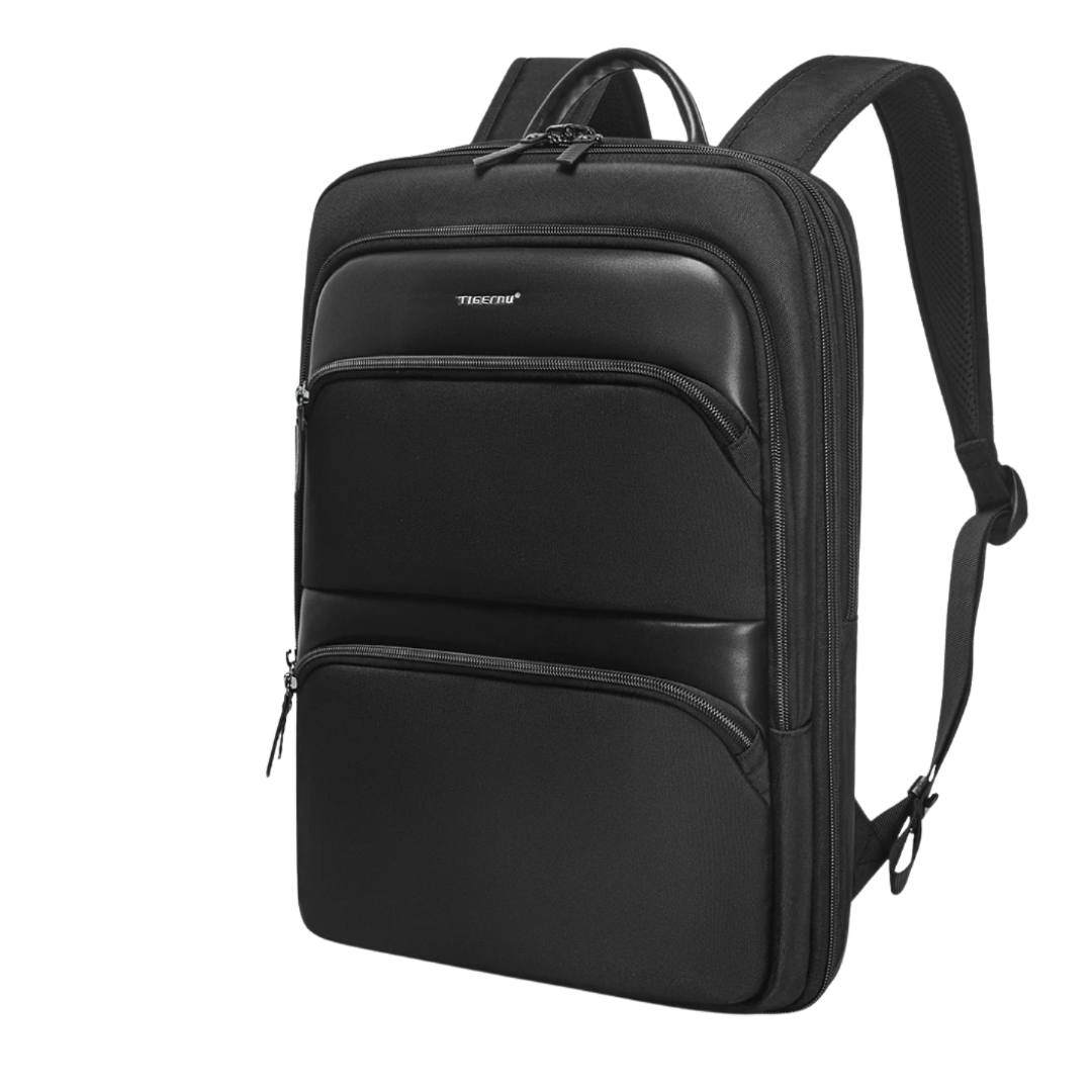 Leopnu Premium: mochila preta expansível para rotina e viagem