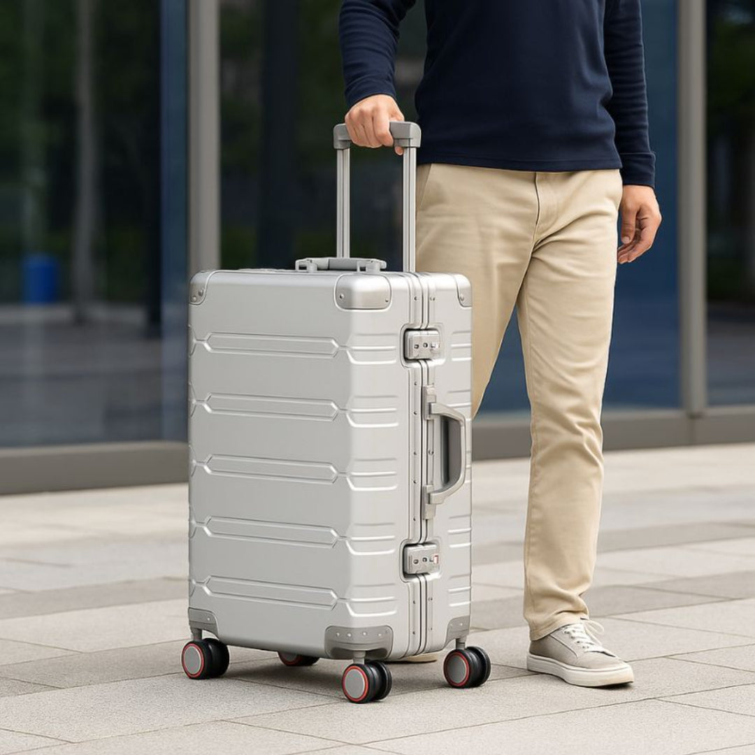 Mala premium em alumínio e magnésio para proteger melhor sua viagem