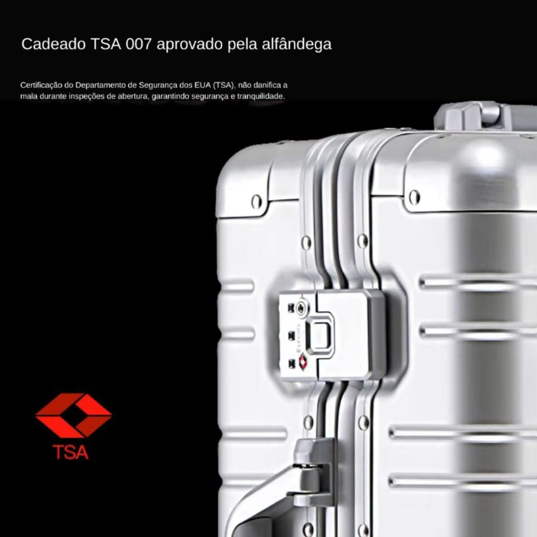 Cadeado TSA e cantoneiras reforçadas para reduzir preocupação