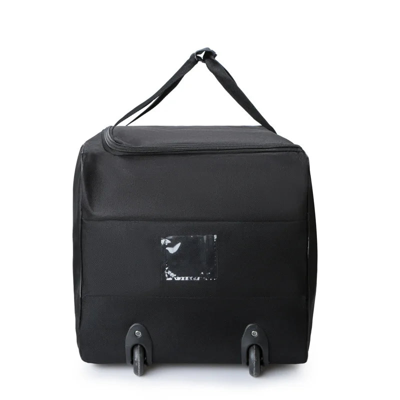 Pessoa transportando a Mala de Viagem MaxCapacity com rodinhas, enfatizando praticidade e mobilidade em viagem