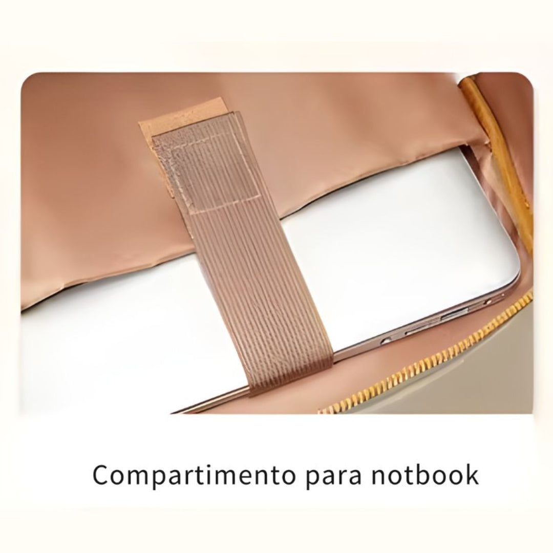 Compartimento para notebook e bolsos de organização