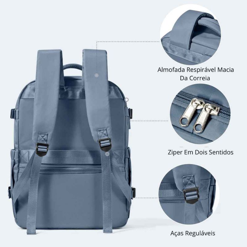 Material leve e conforto para percursos longos